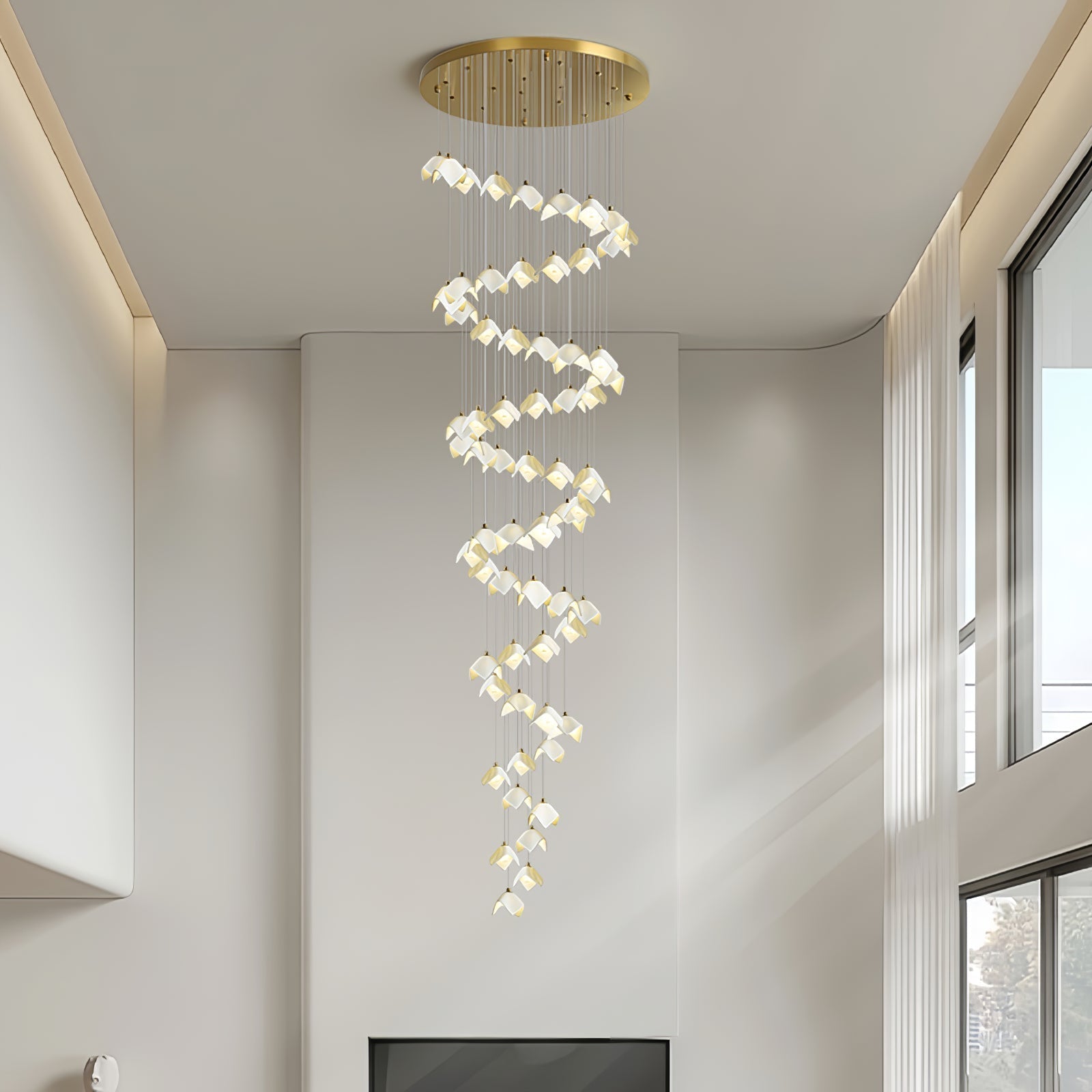 Cithayra Geometric Glass Brass Chandelier
