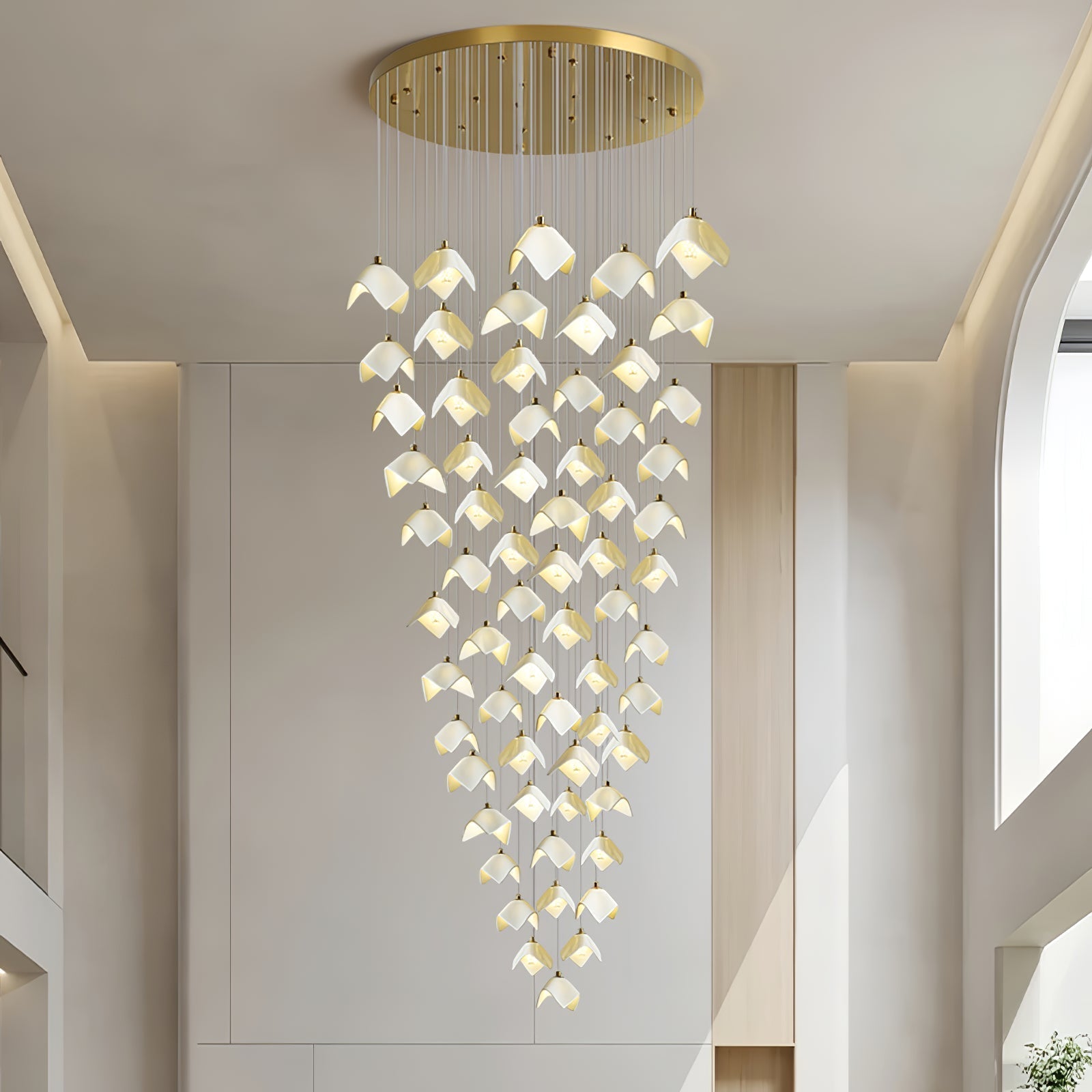 Cithayra Geometric Glass Brass Chandelier