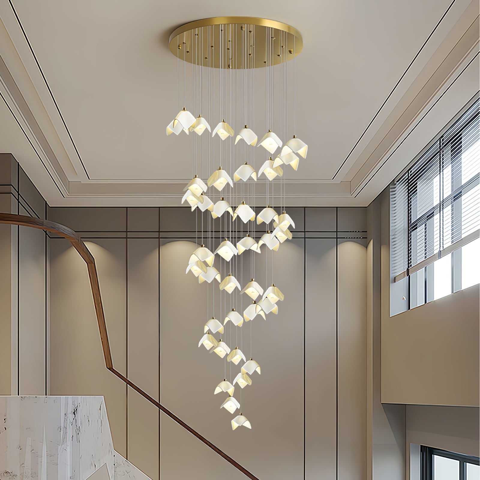 Cithayra Geometric Glass Brass Chandelier
