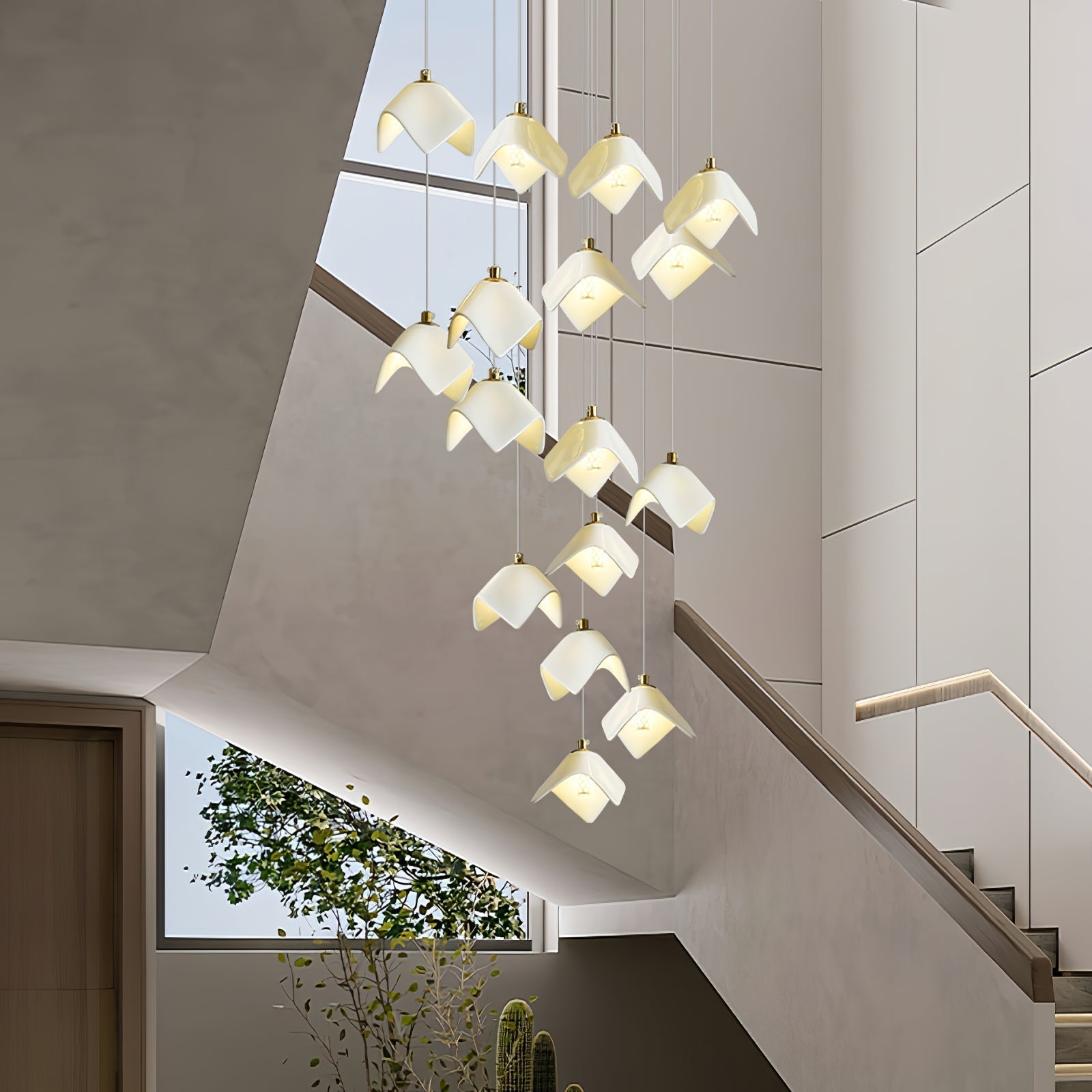 Cithayra Geometric Glass Brass Chandelier