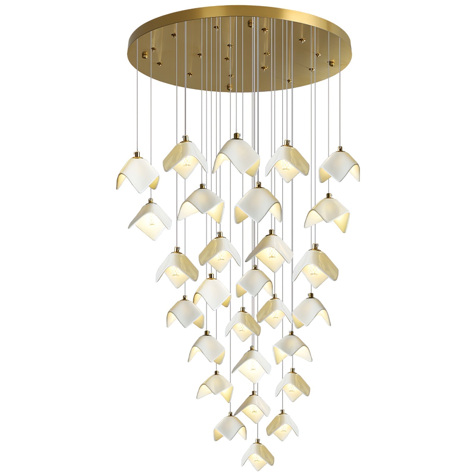 Cithayra Geometric Glass Brass Chandelier