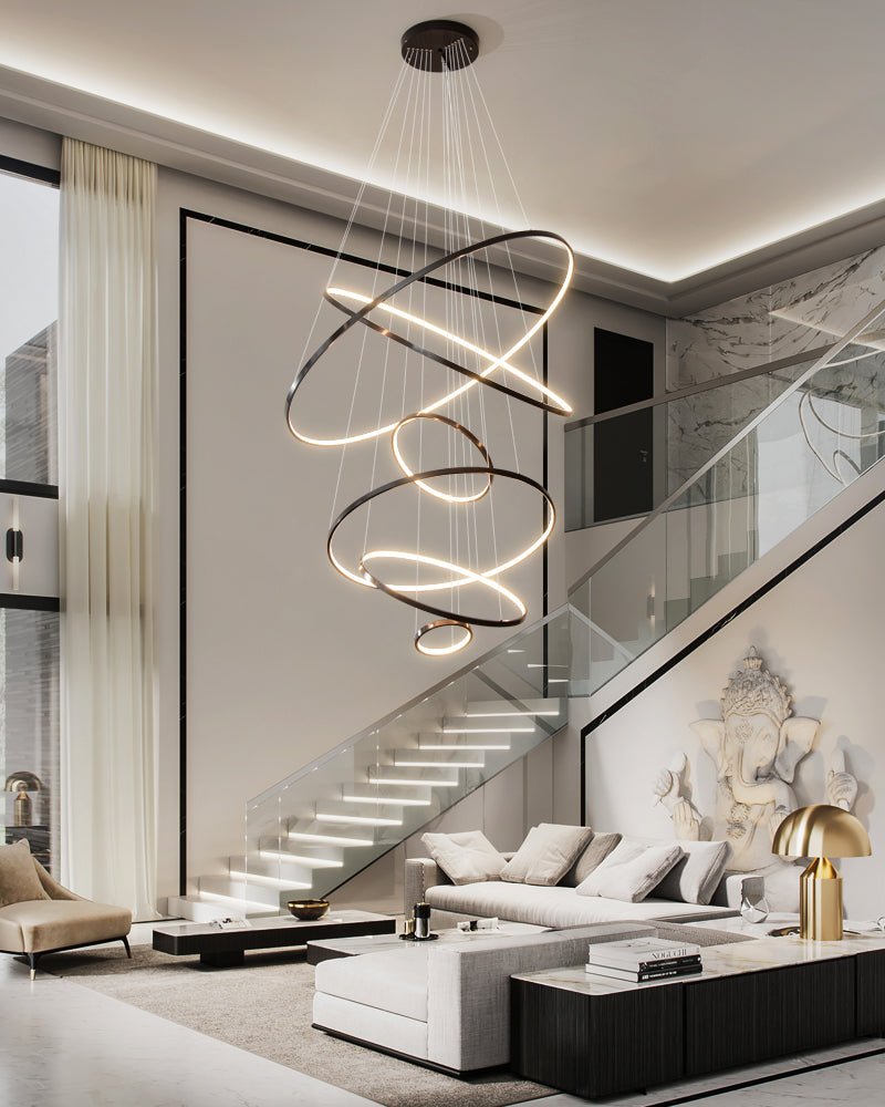 Efrion Modern Minimalist Rings Brass Plastic Chandelier