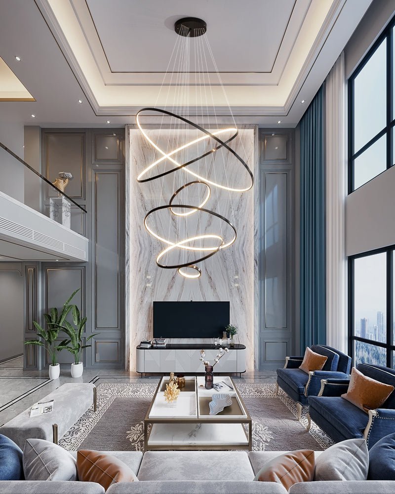 Efrion Modern Minimalist Rings Brass Plastic Chandelier