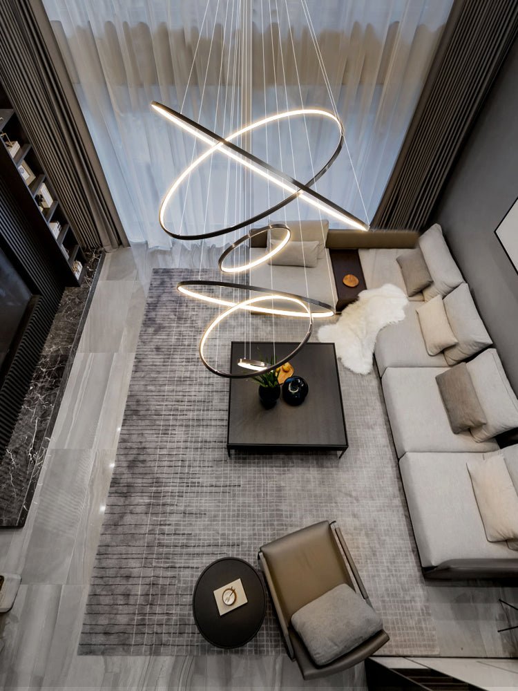 Efrion Modern Minimalist Rings Brass Plastic Chandelier