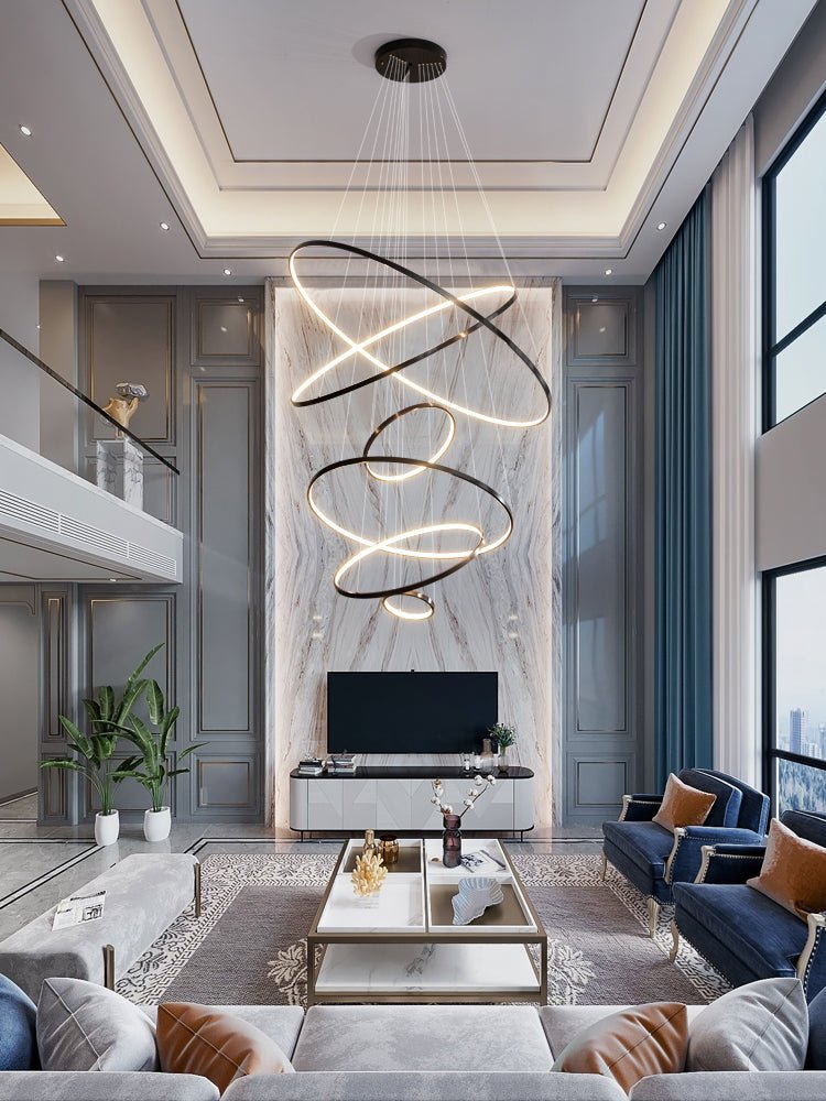 Efrion Modern Minimalist Rings Brass Plastic Chandelier