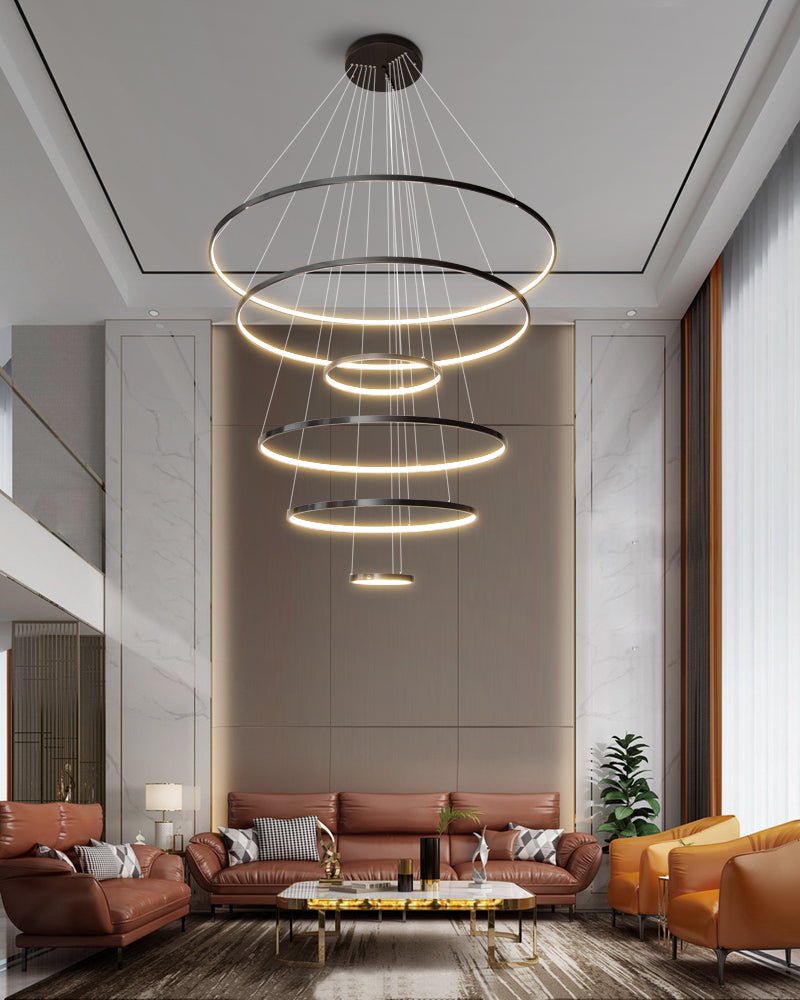 Efrion Modern Minimalist Rings Brass Plastic Chandelier