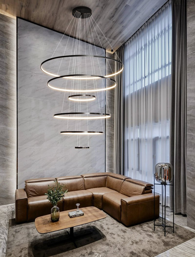 Efrion Modern Minimalist Rings Brass Plastic Chandelier
