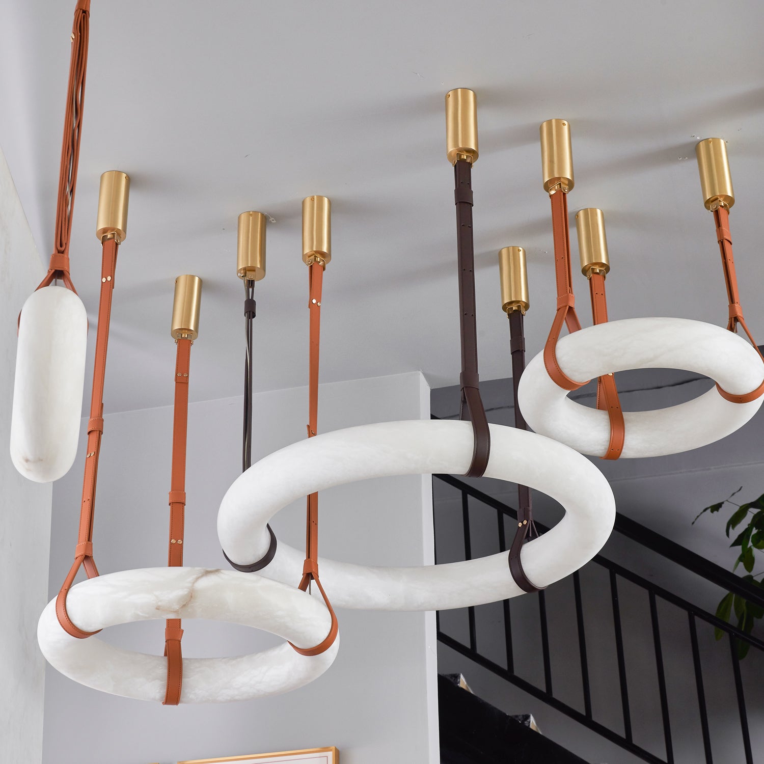 Tarys Alabaster Chandeliers Ring Leather Strap Version B