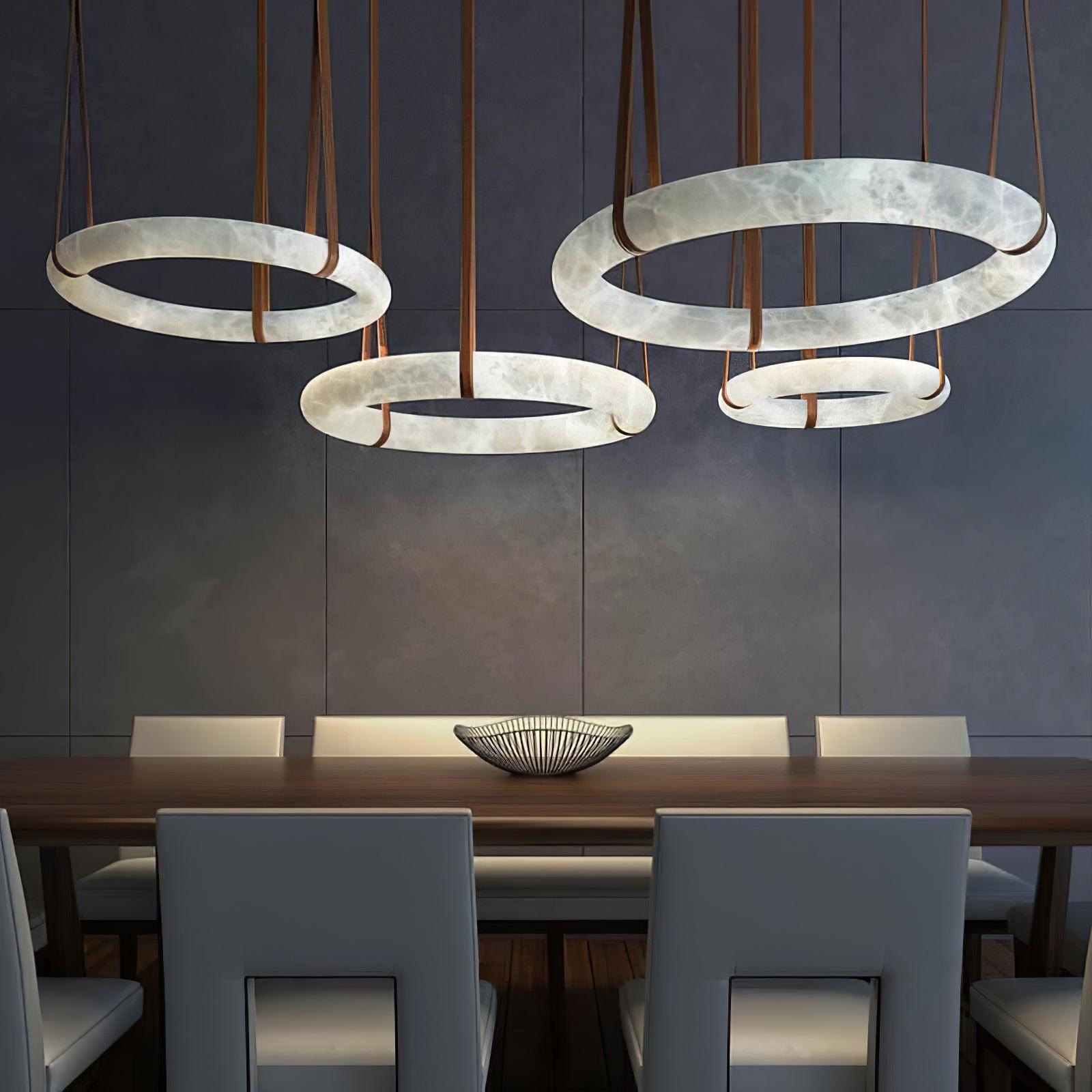 Lixor Alabaster Chandeliers Ring Leather Strap Version A