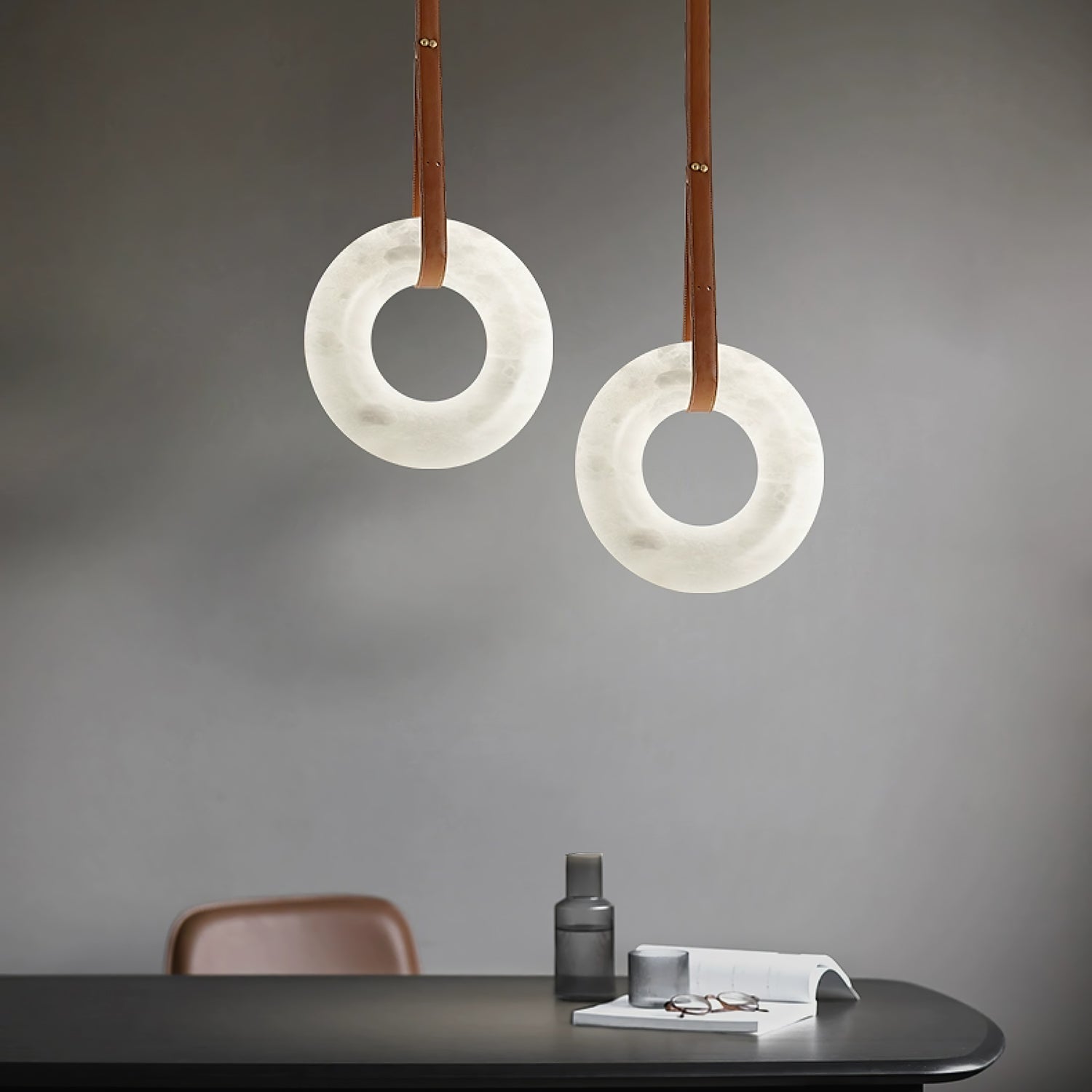 Tarys Alabaster Chandeliers Ring Leather Strap Version B