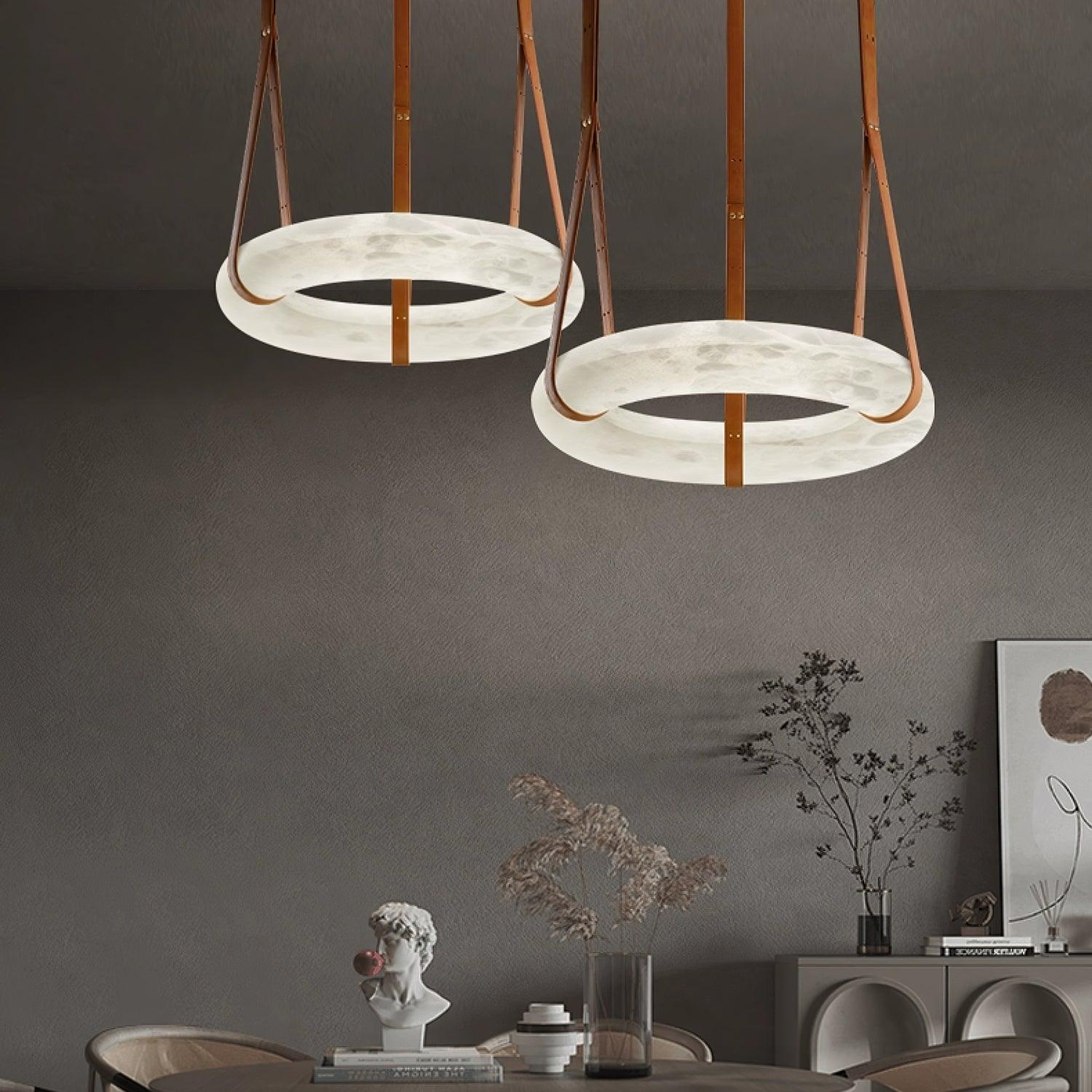 Lixor Alabaster Chandeliers Ring Leather Strap Version A