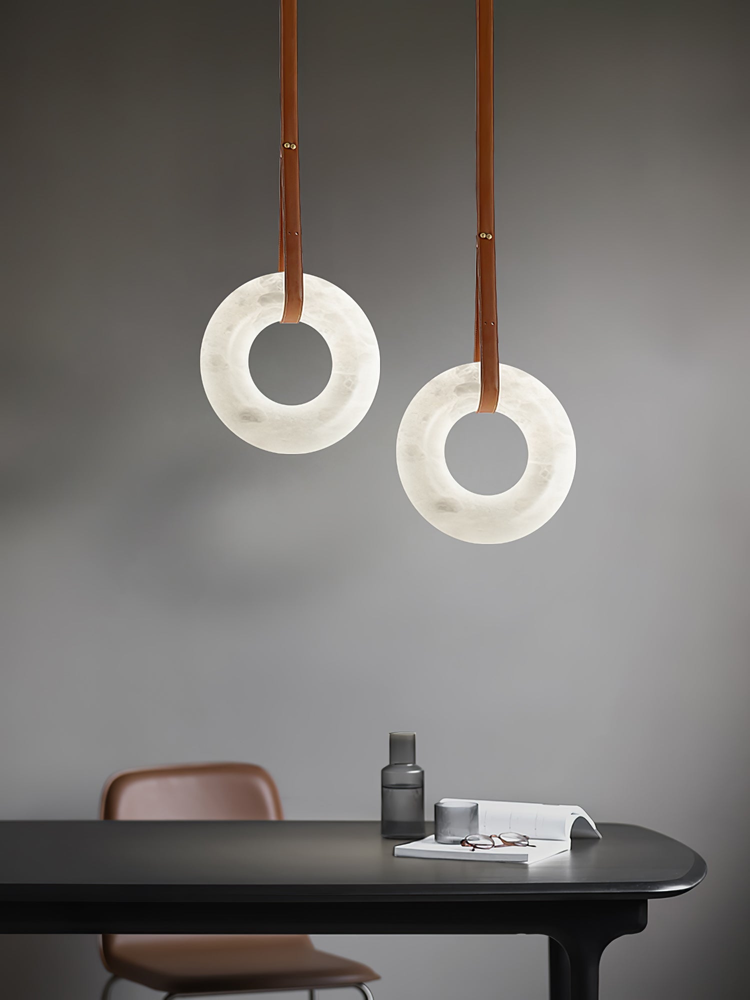 Tarys Alabaster Chandeliers Ring Leather Strap Version B