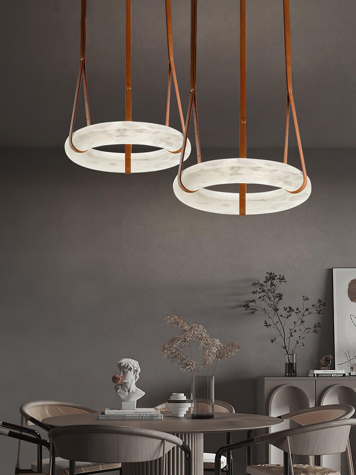 Lixor Alabaster Chandeliers Ring Leather Strap Version A
