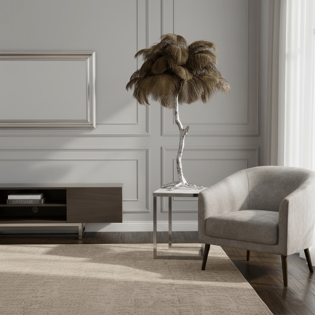 Ostrich Feather Table Lamp