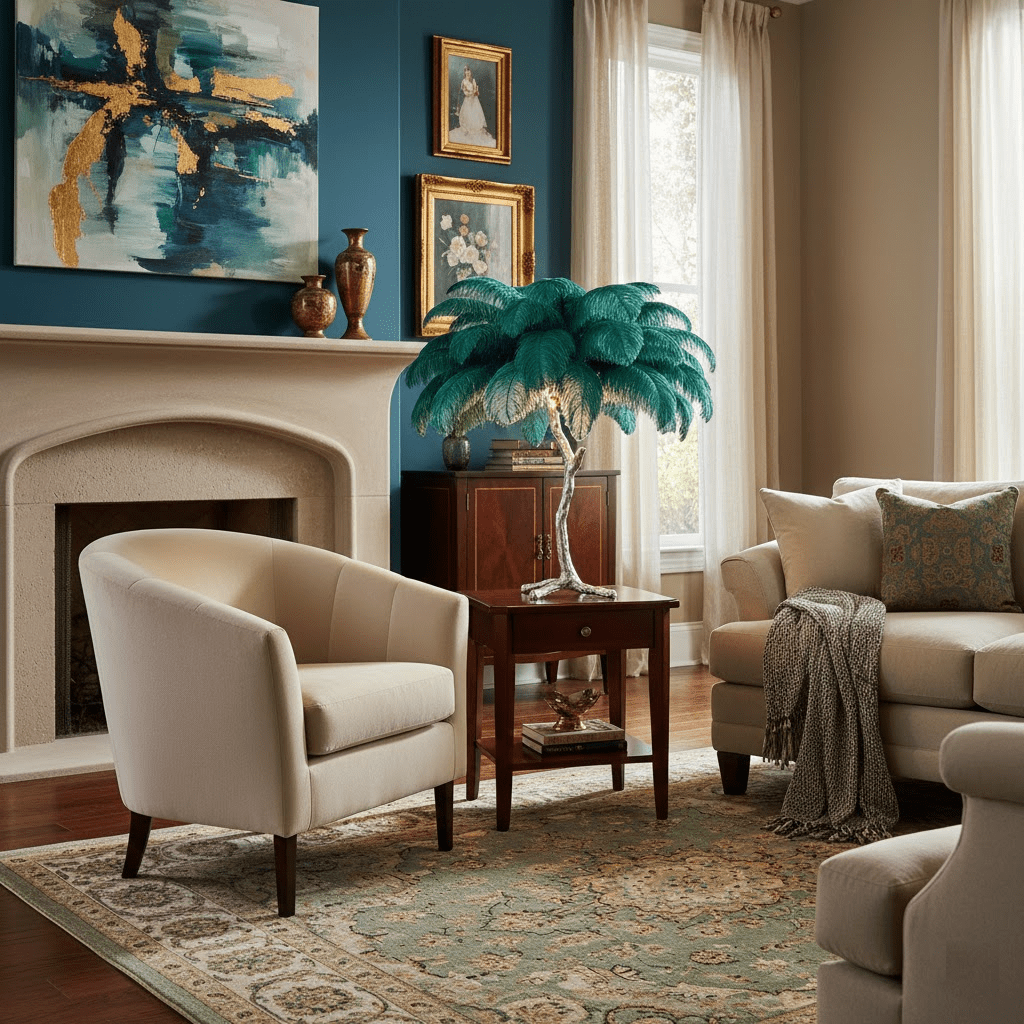 Ostrich Feather Table Lamp