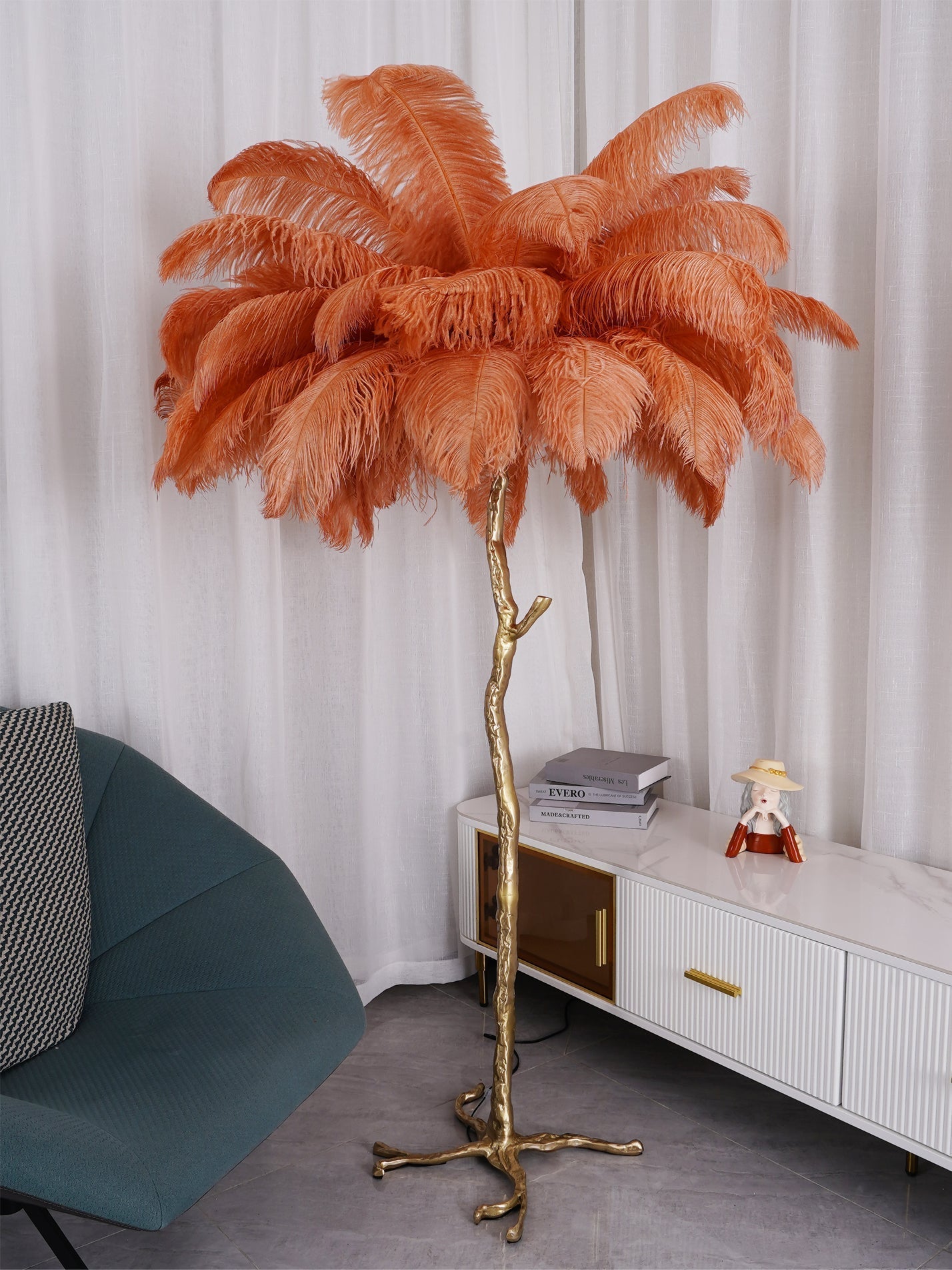 Selis Feather Brass Floor Lamp