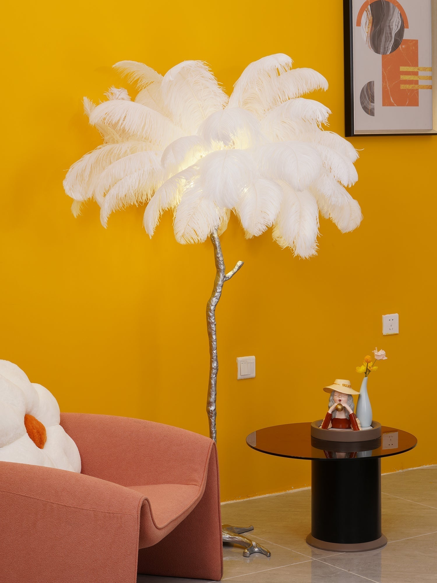 Selis Feather Brass Floor Lamp
