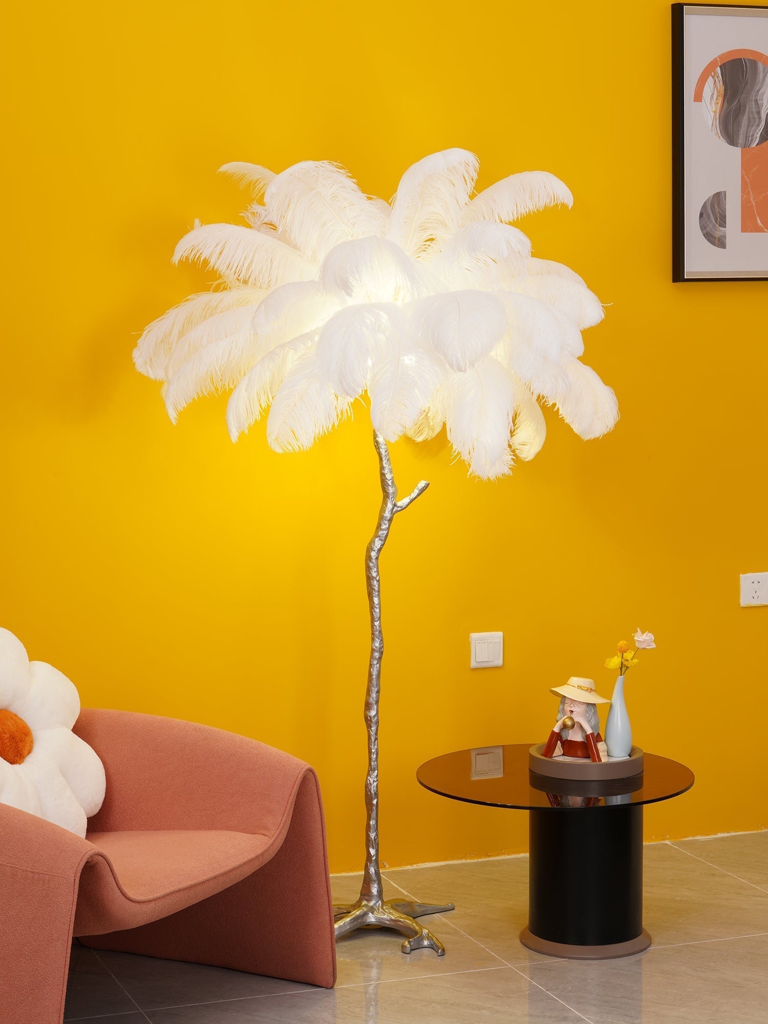 Selis Feather Brass Floor Lamp