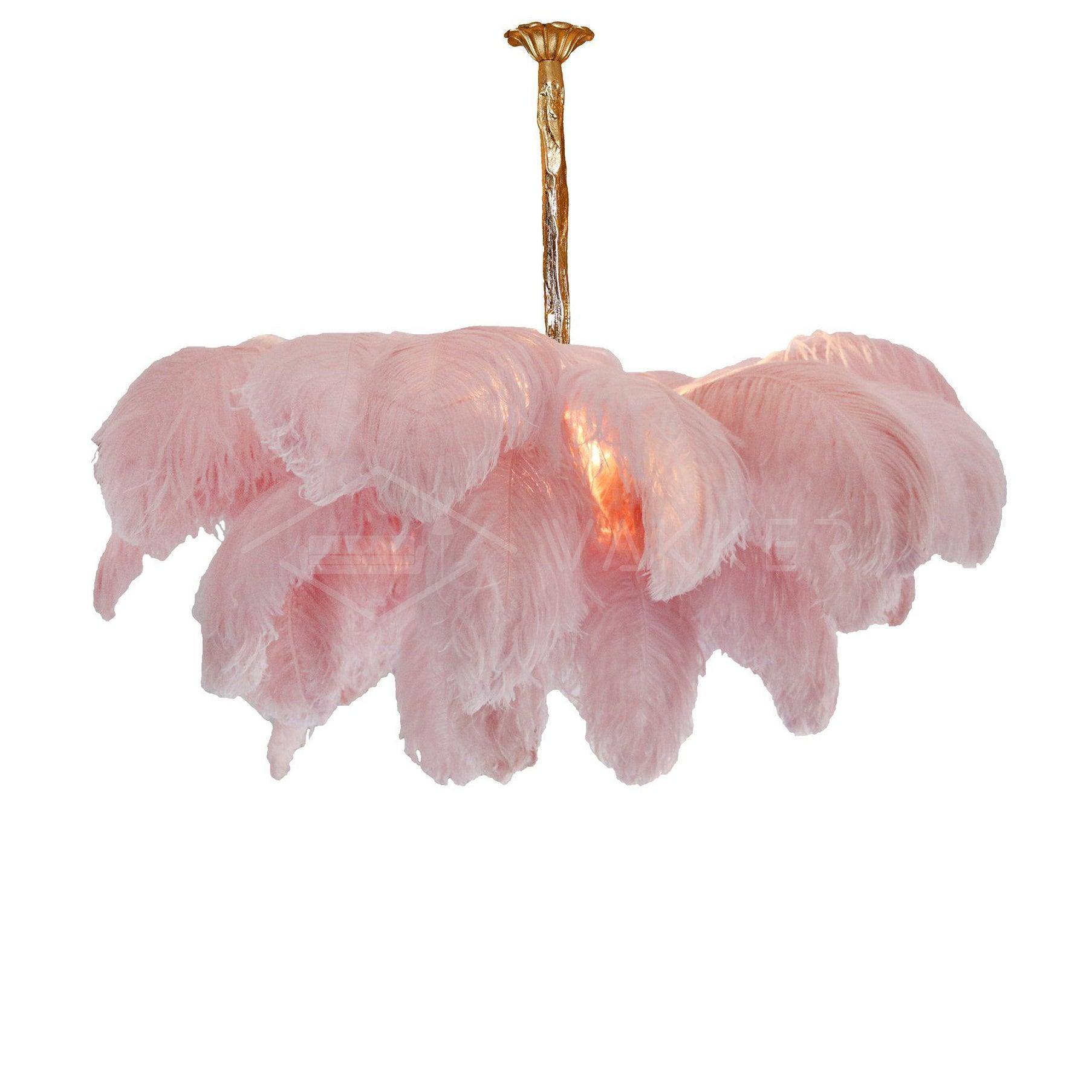 Auralira Chandelier Ostrich Feather Large Brass Stem