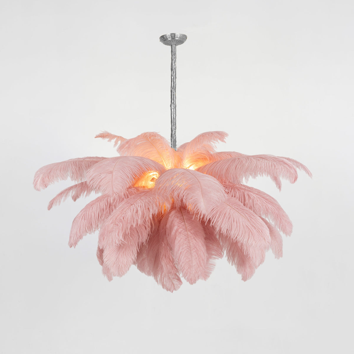 Auralira Chandelier Ostrich Feather Large Brass Stem