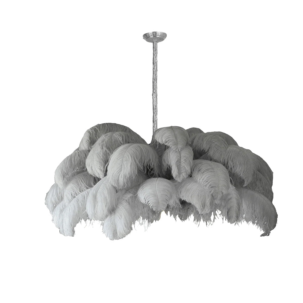 Auralira Chandelier Ostrich Feather Large Brass Stem
