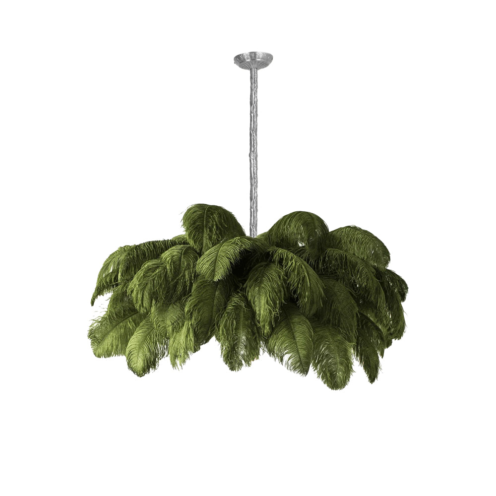 Auralira Chandelier Ostrich Feather Large Brass Stem