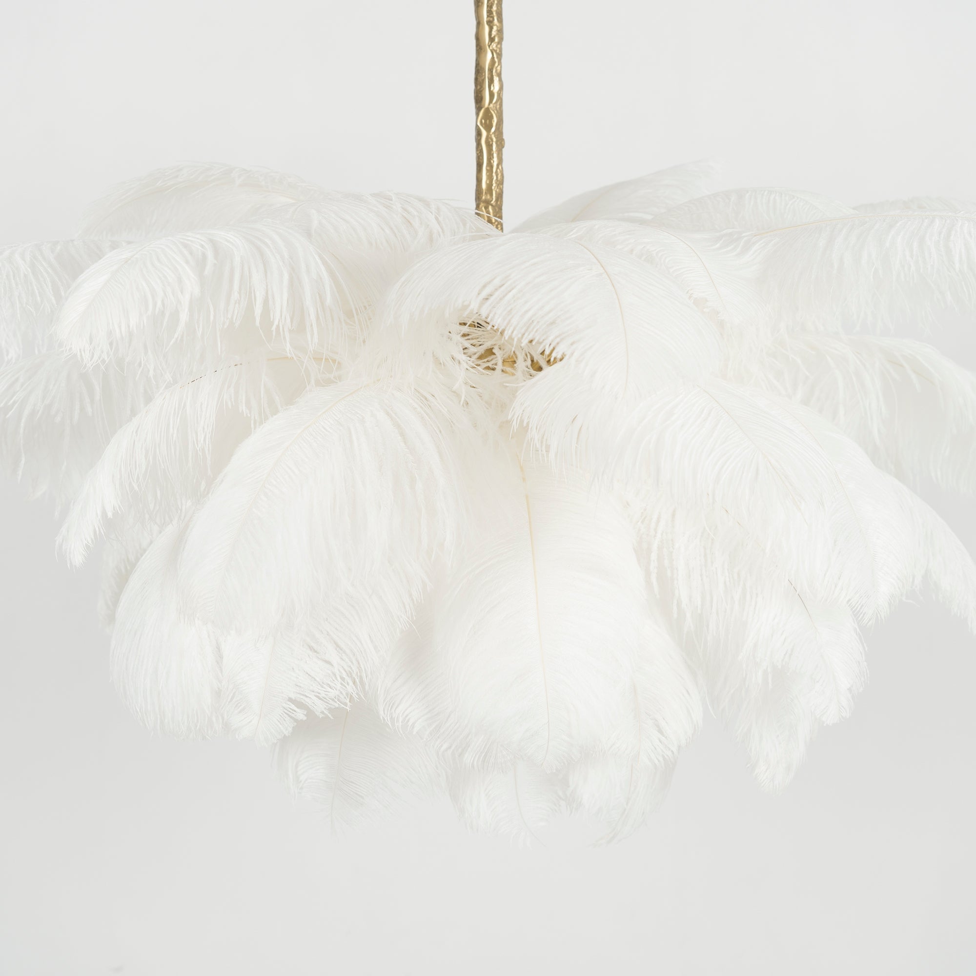 Auralira Chandelier Ostrich Feather Large Brass Stem