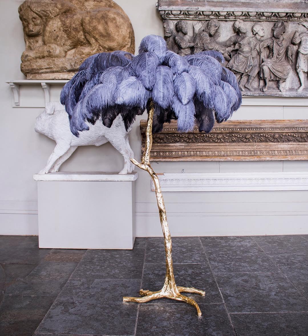 Selis Feather Brass Floor Lamp
