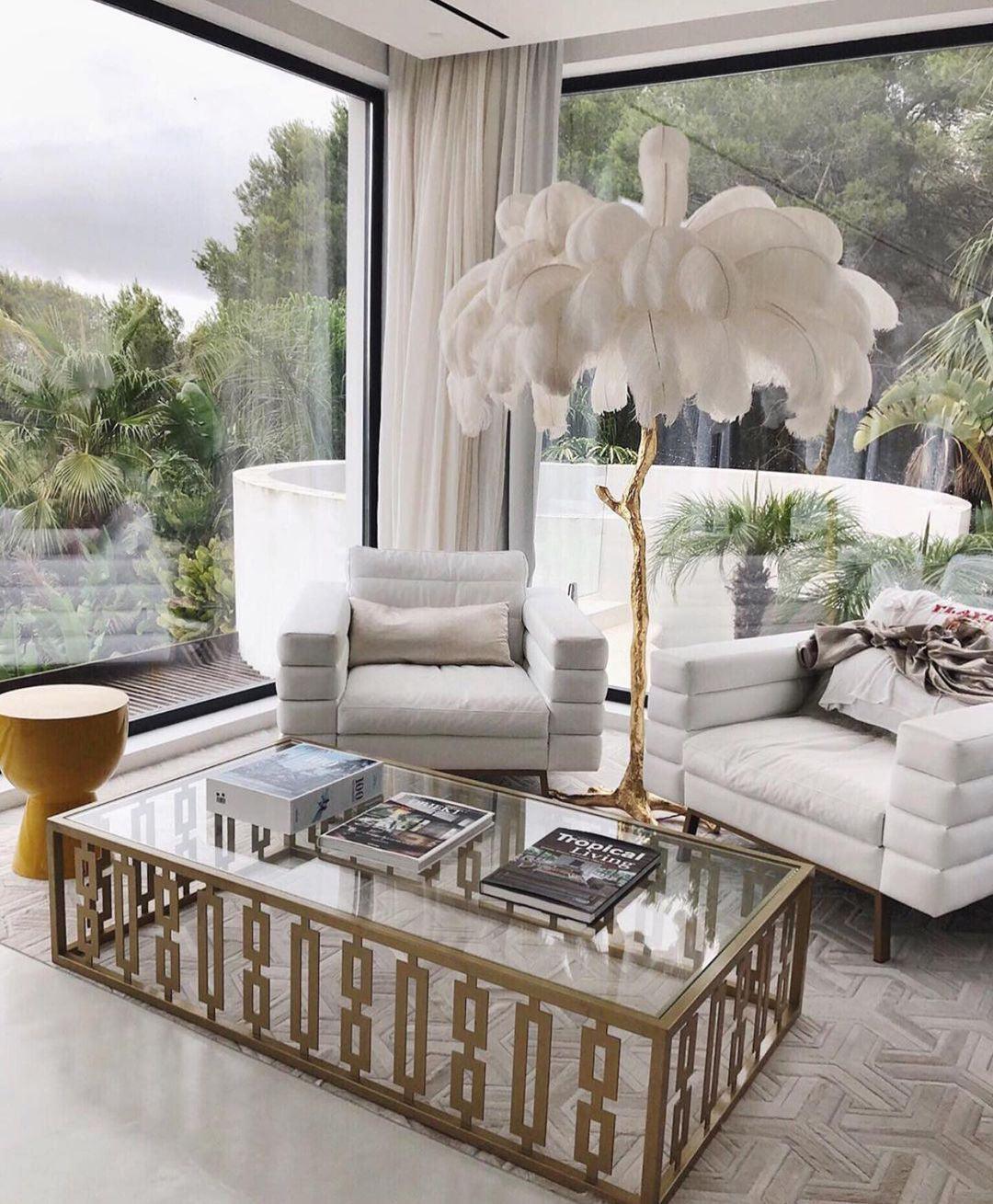 Selis Feather Brass Floor Lamp