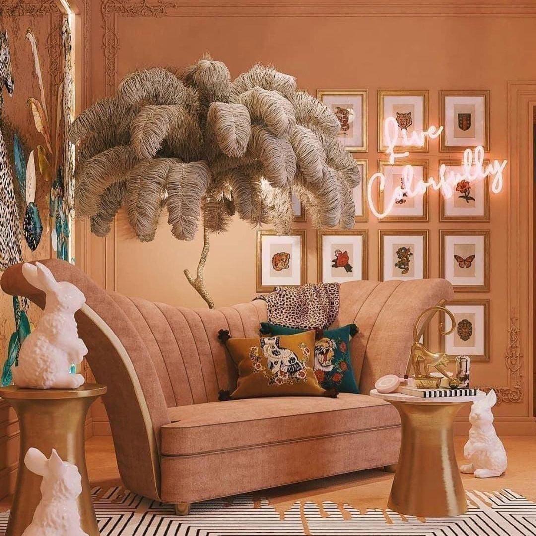 Selis Feather Brass Floor Lamp