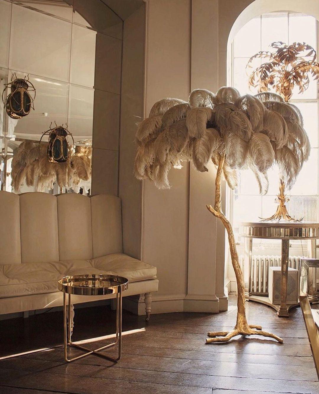 Selis Feather Brass Floor Lamp