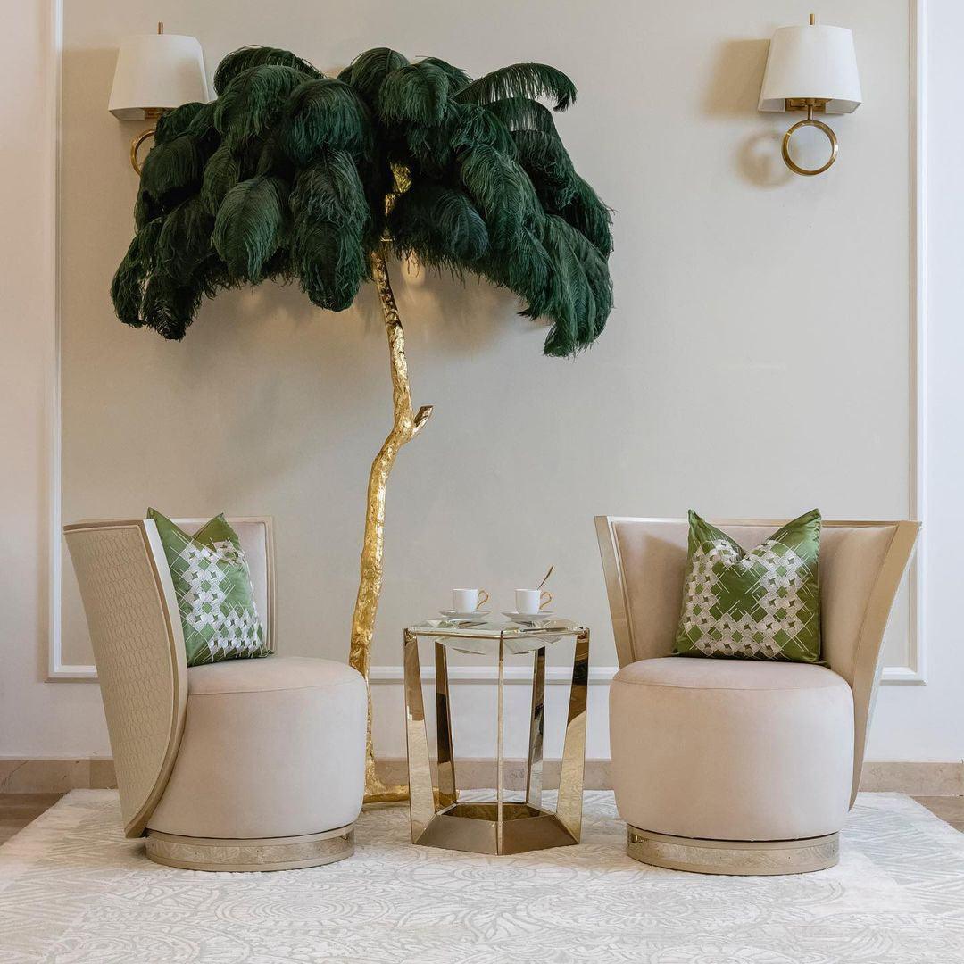 Selis Feather Brass Floor Lamp