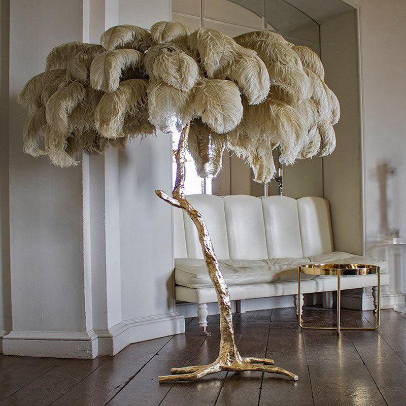 Selis Feather Brass Floor Lamp