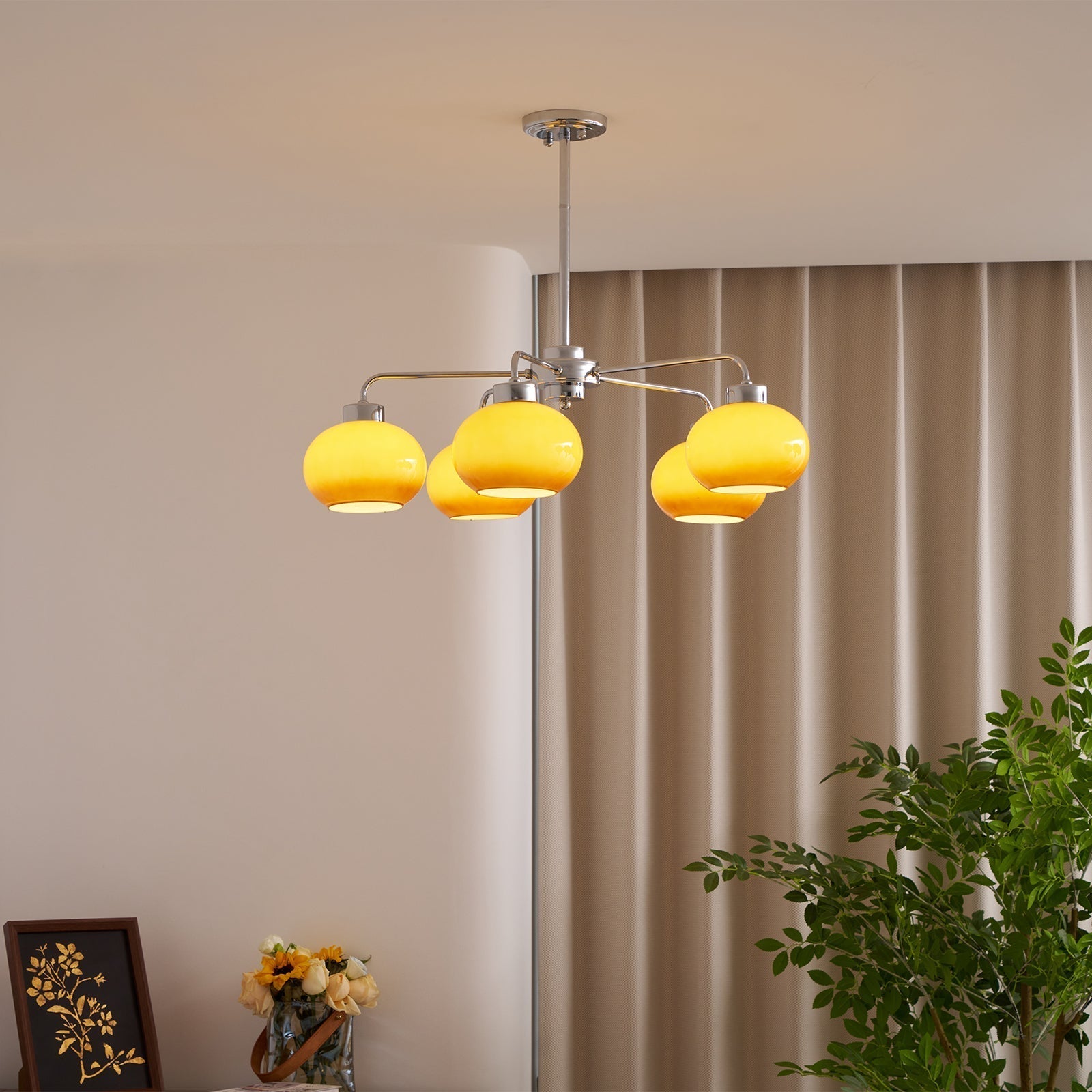 Liorenira Chandelier Glass Chrome Geometric Retro