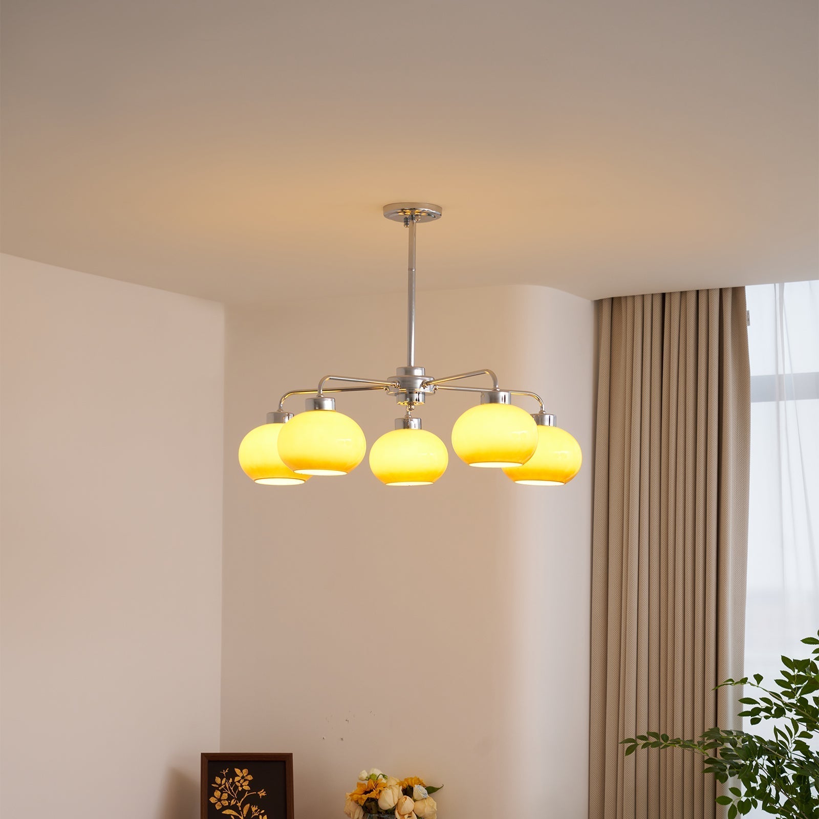 Liorenira Chandelier Glass Chrome Geometric Retro
