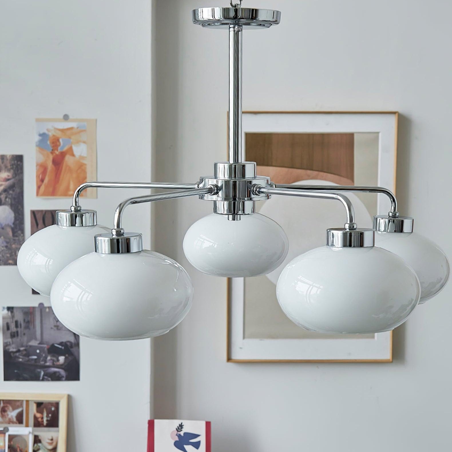 Liorenira Chandelier Glass Chrome Geometric Retro