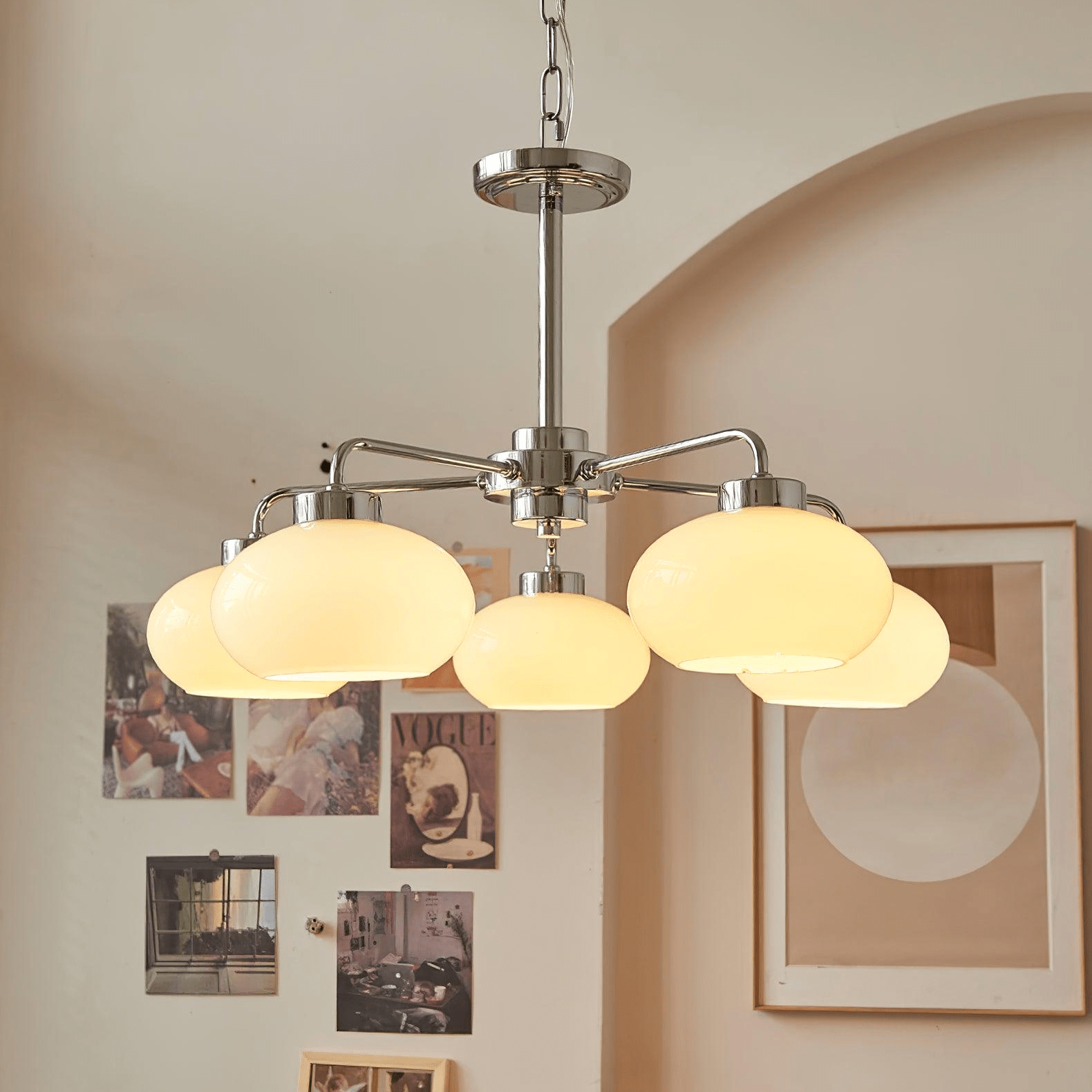 Liorenira Chandelier Glass Chrome Geometric Retro