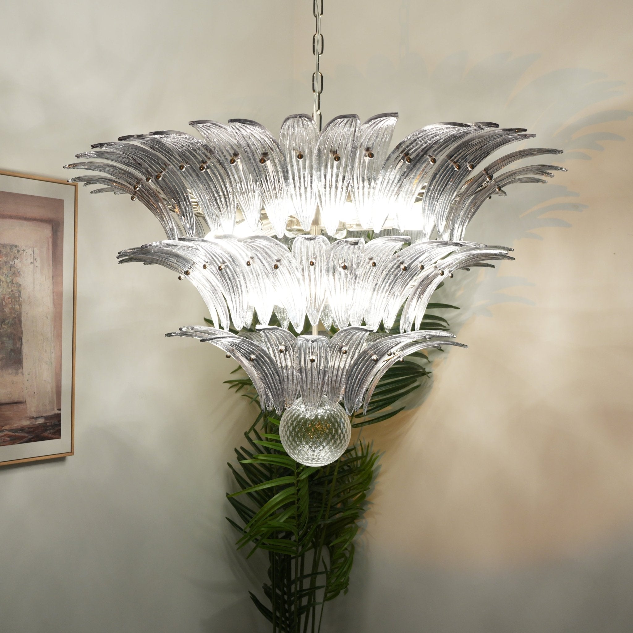 Eirivelle Chandelier Murano Glass Palm Leaf Tiered