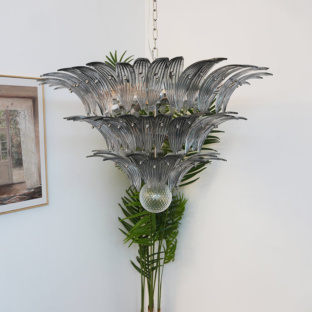 Eirivelle Chandelier Murano Glass Palm Leaf Tiered