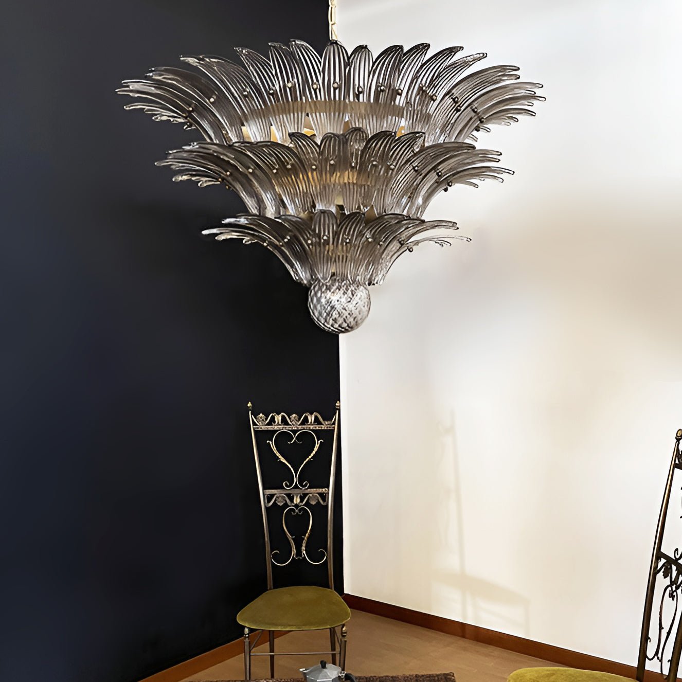 Eirivelle Chandelier Murano Glass Palm Leaf Tiered