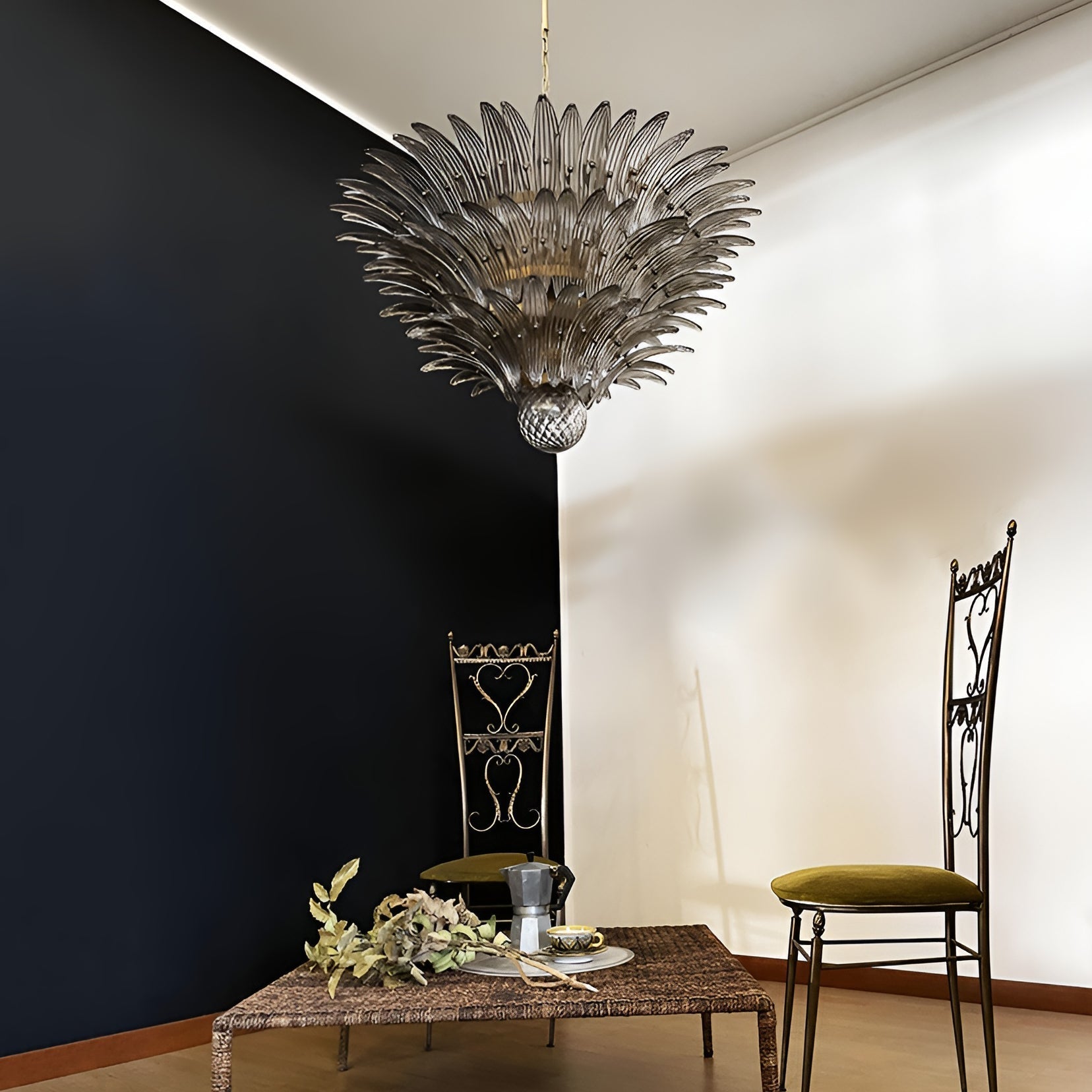 Eirivelle Chandelier Murano Glass Palm Leaf Tiered