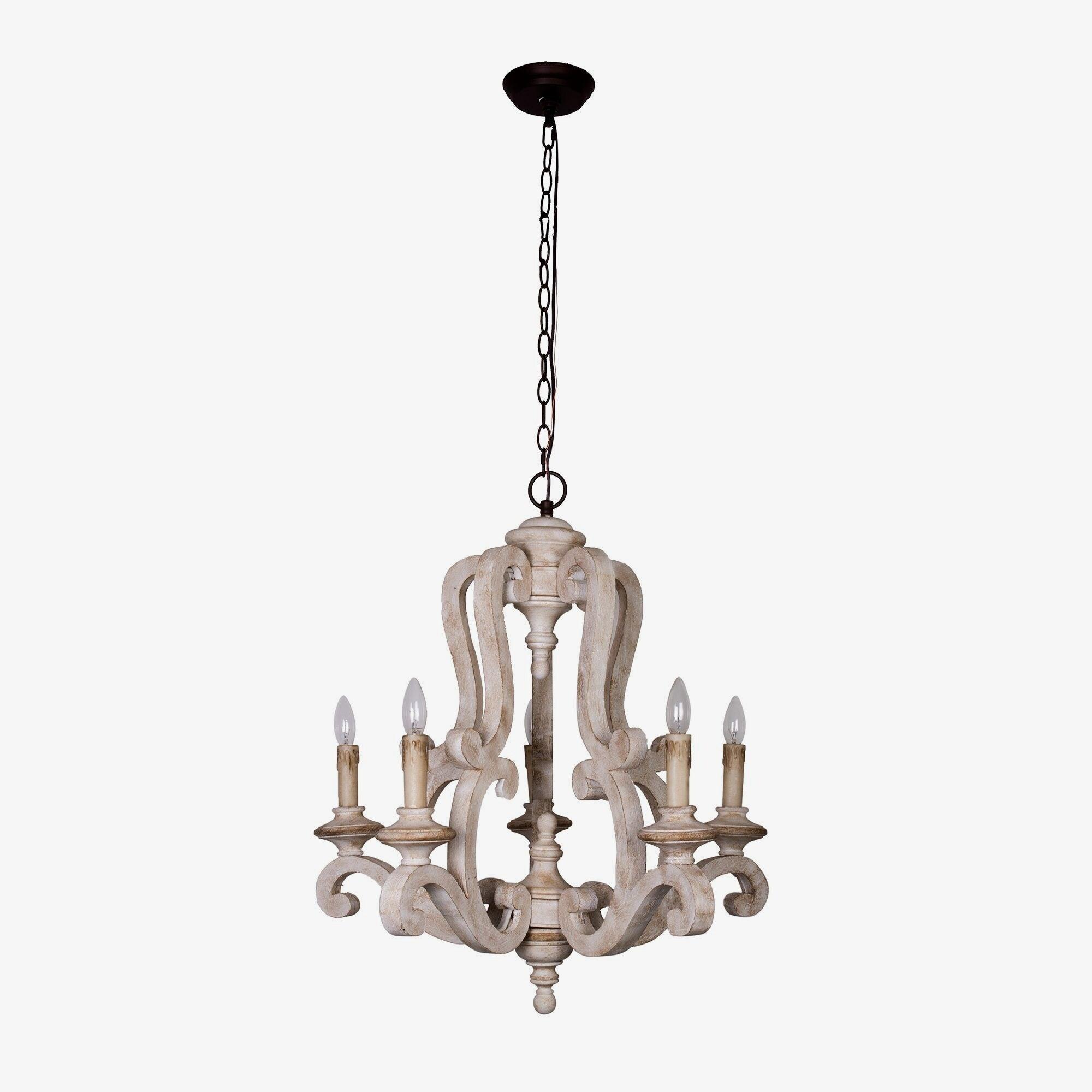 Arixy Chandelier Wooden Candle Mid-Century