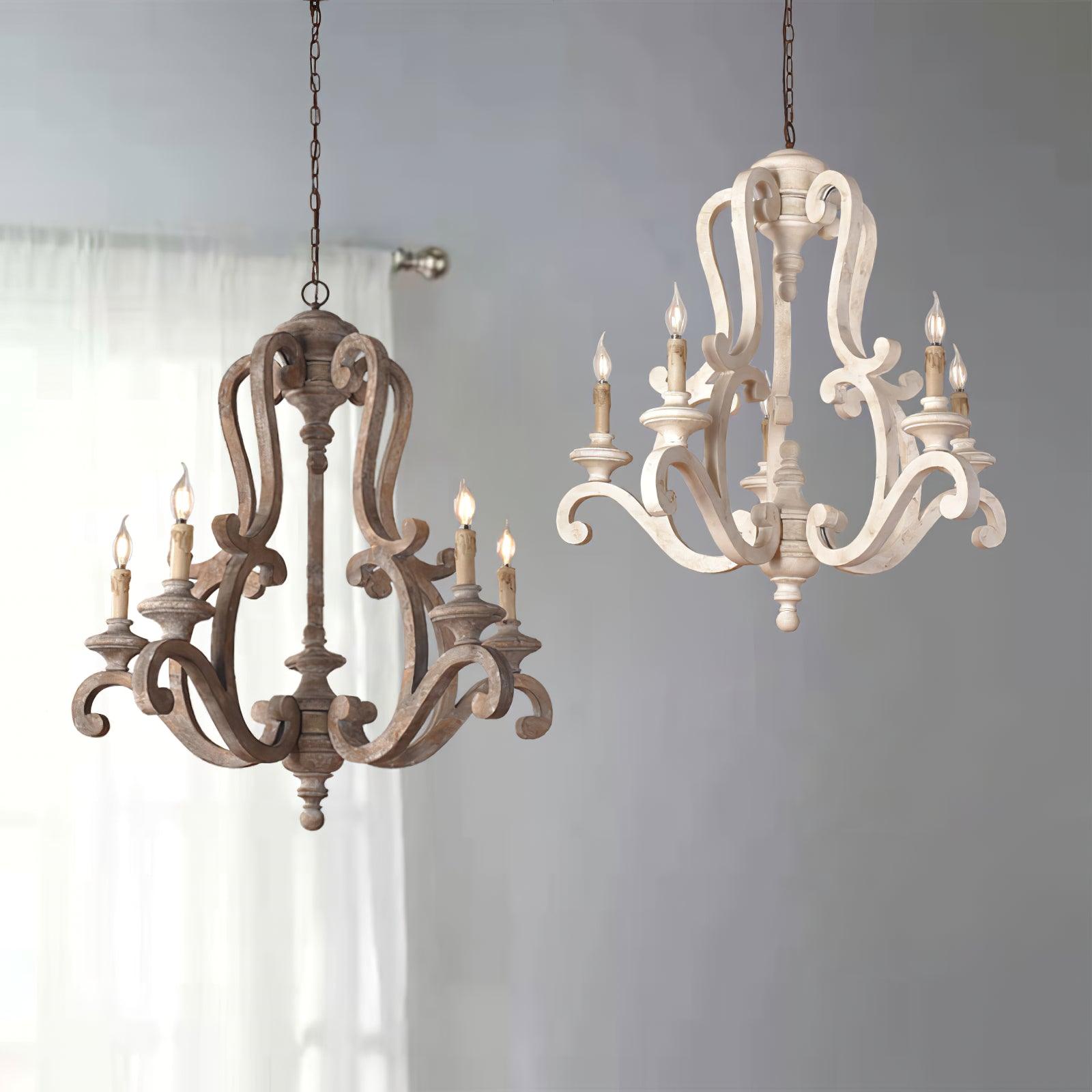 Arixy Chandelier Wooden Candle Mid-Century