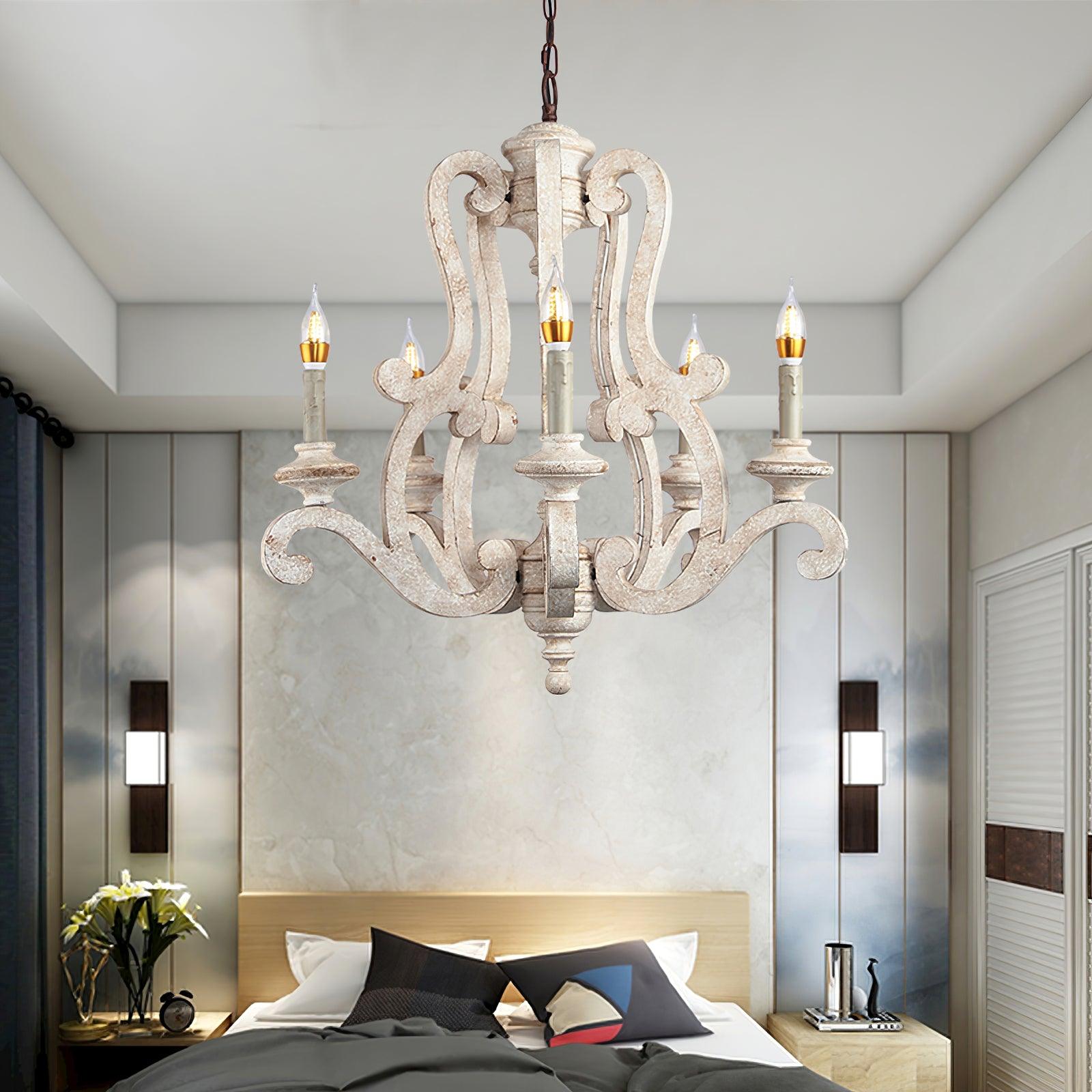 Arixy Chandelier Wooden Candle Mid-Century