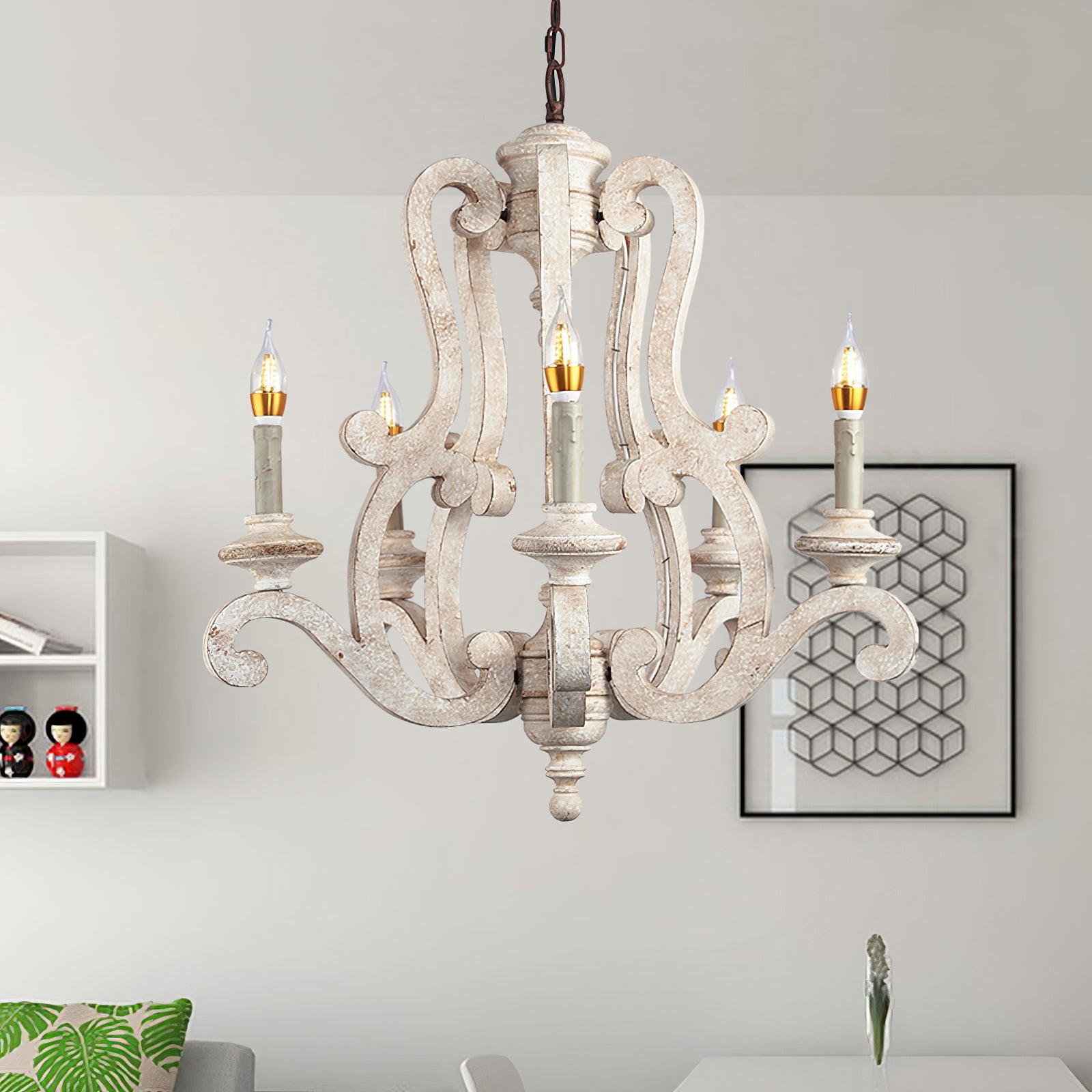 Arixy Chandelier Wooden Candle Mid-Century