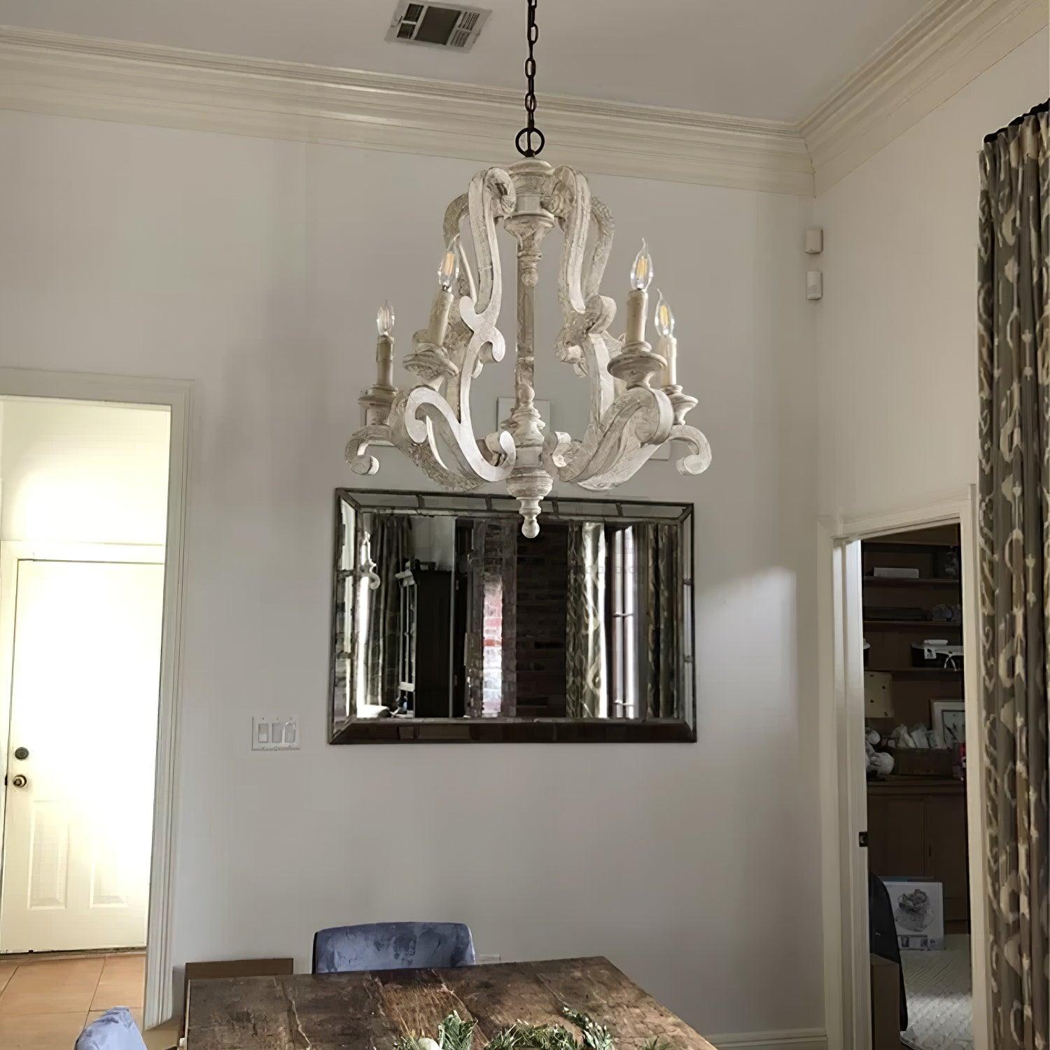 Arixy Chandelier Wooden Candle Mid-Century