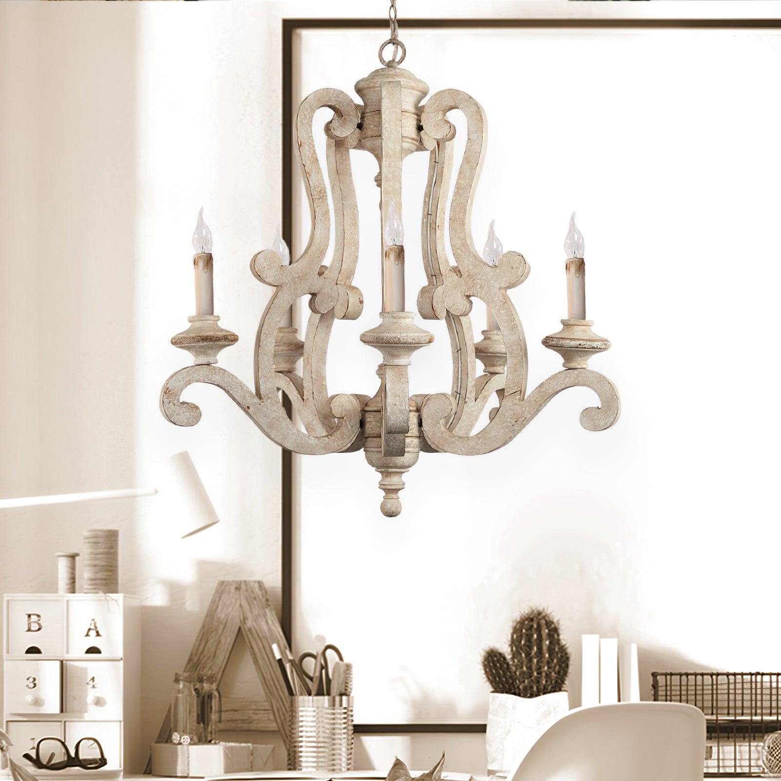 Arixy Chandelier Wooden Candle Mid-Century