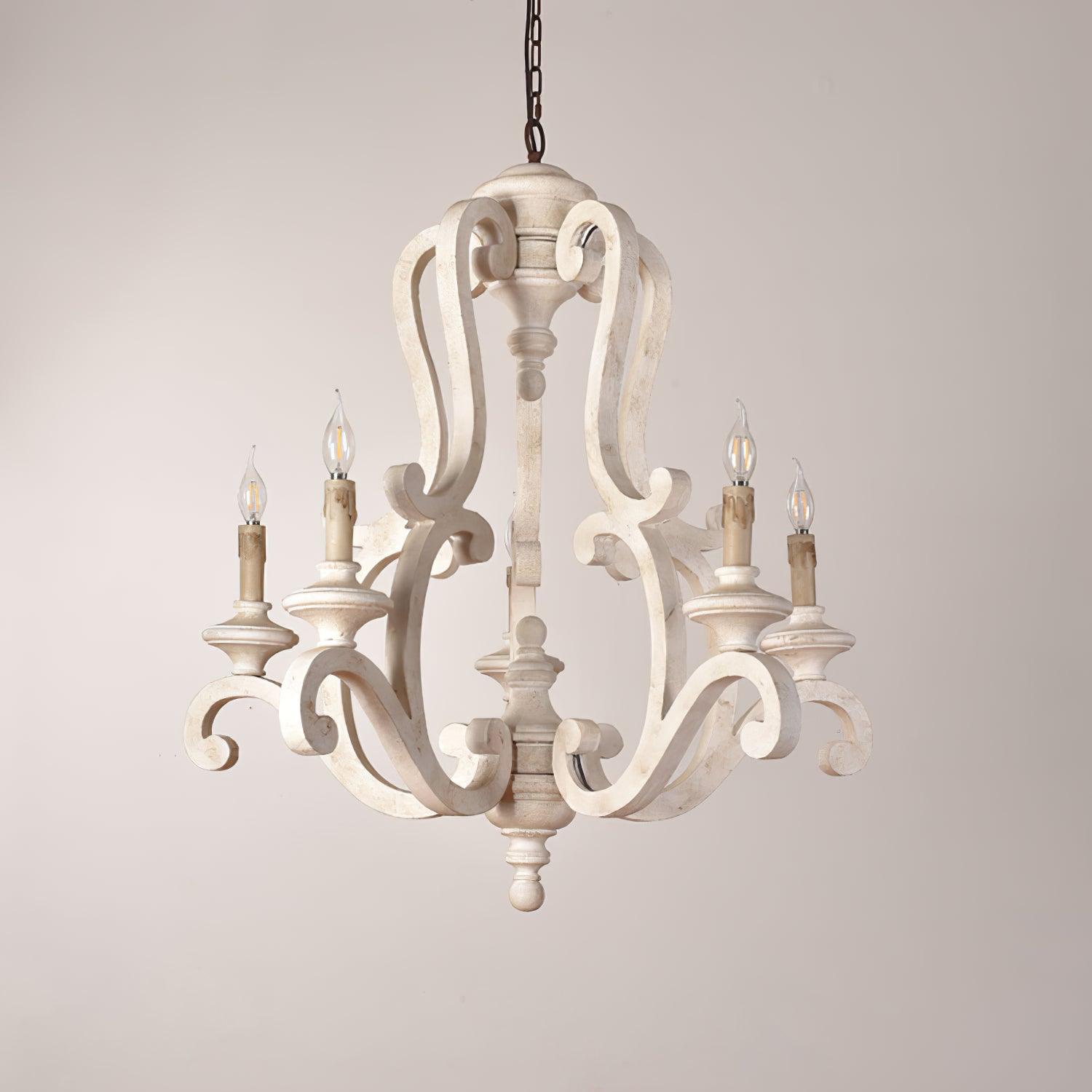 Arixy Chandelier Wooden Candle Mid-Century