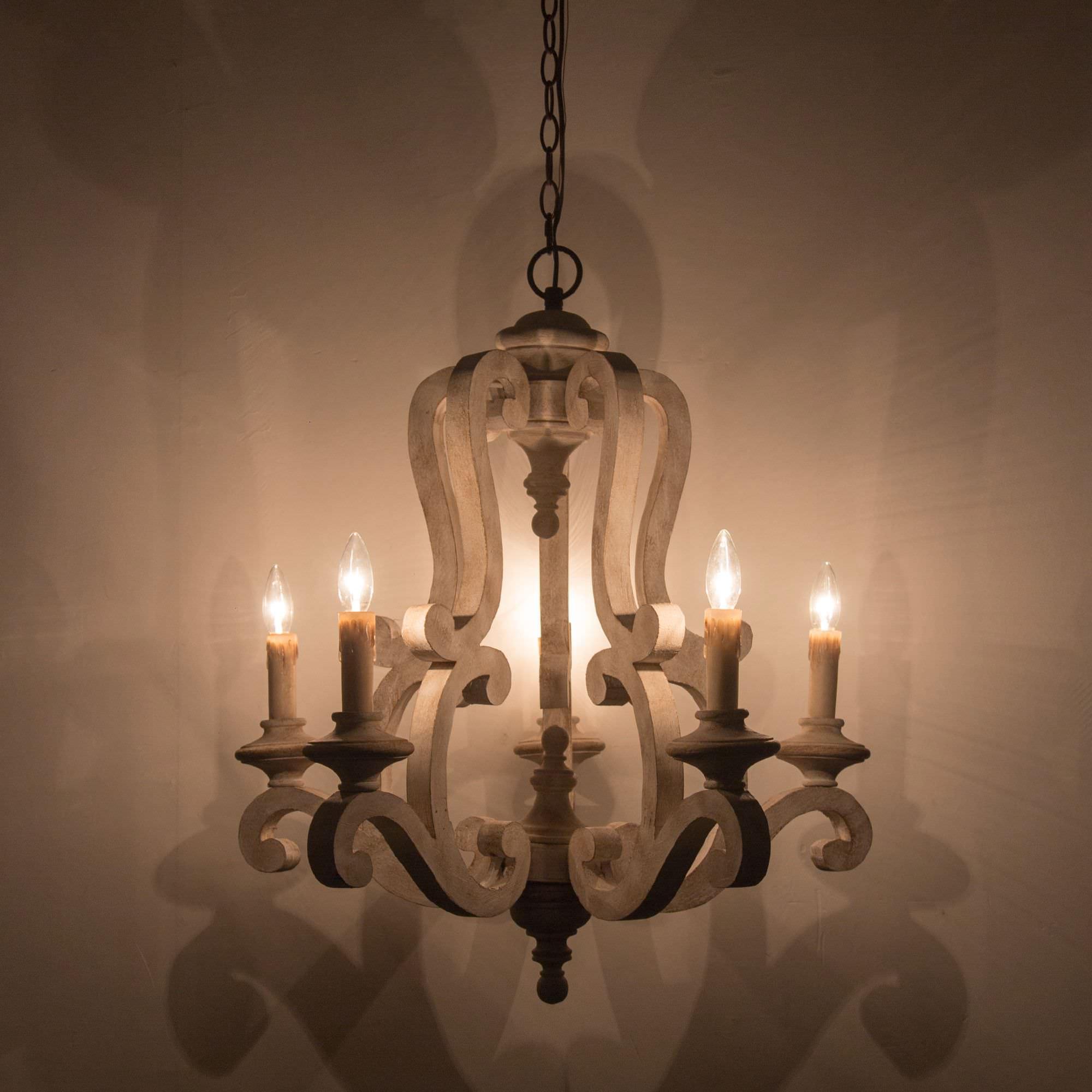 Arixy Chandelier Wooden Candle Mid-Century