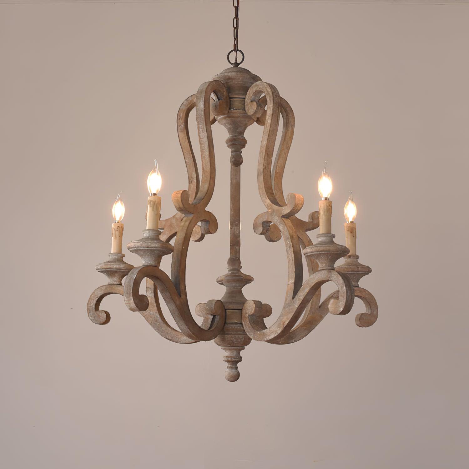 Arixy Chandelier Wooden Candle Mid-Century